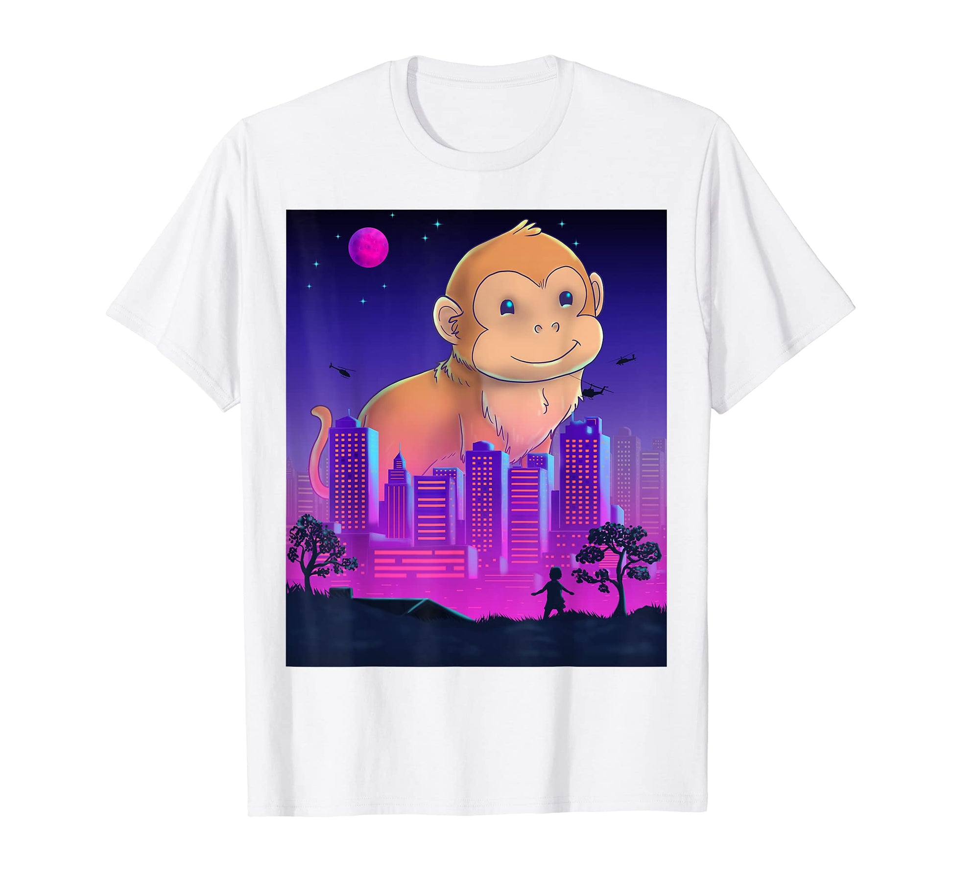 Giant Monkey Vaporwave Synthwave T-Shirt - Graphic Print Men Women - T-Shirt, Sweatshirt, Hoodie