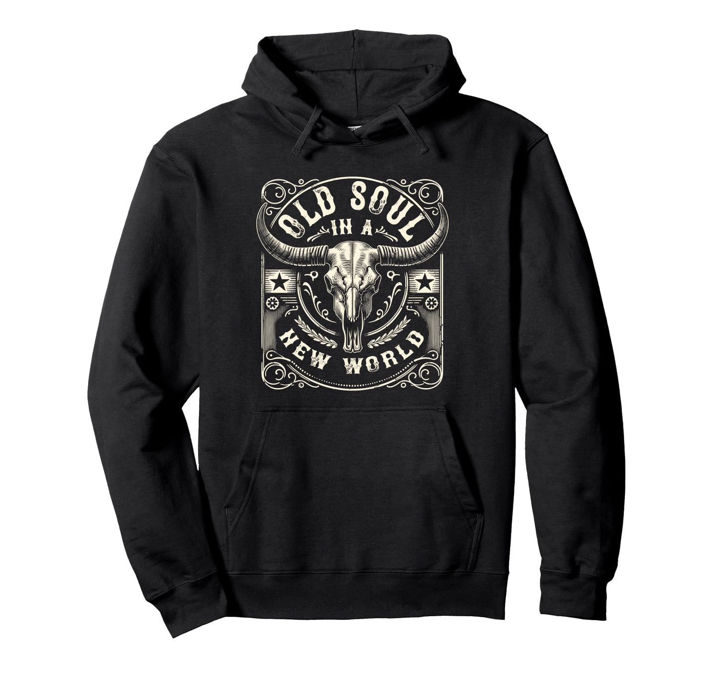 Living New World Old Soul Western Hoodie - Minimalist Print Men Women - T-Shirt, Sweatshirt, Hoodie