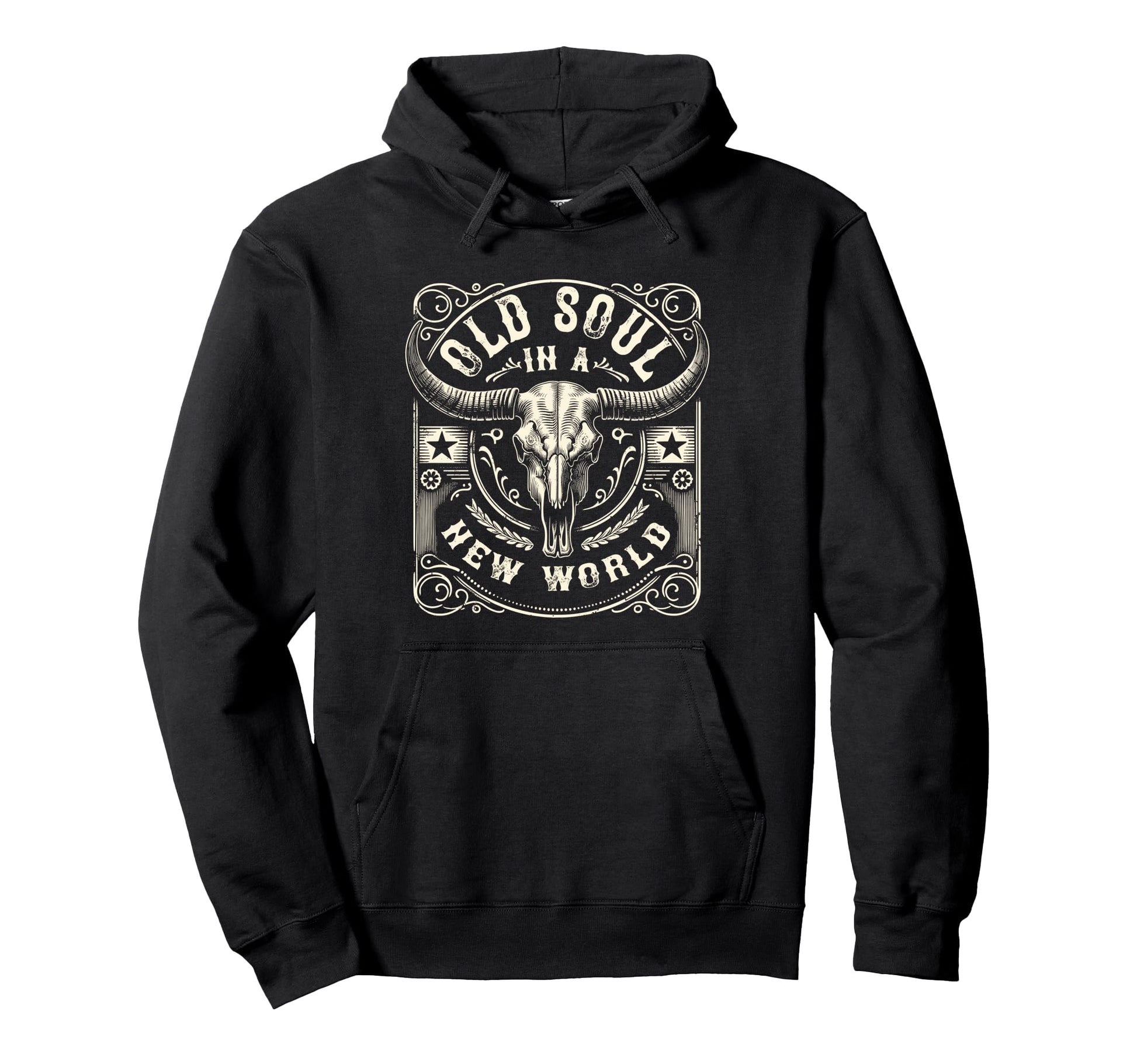 Living New World Old Soul Western Hoodie - Minimalist Print Men Women - T-Shirt, Sweatshirt, Hoodie