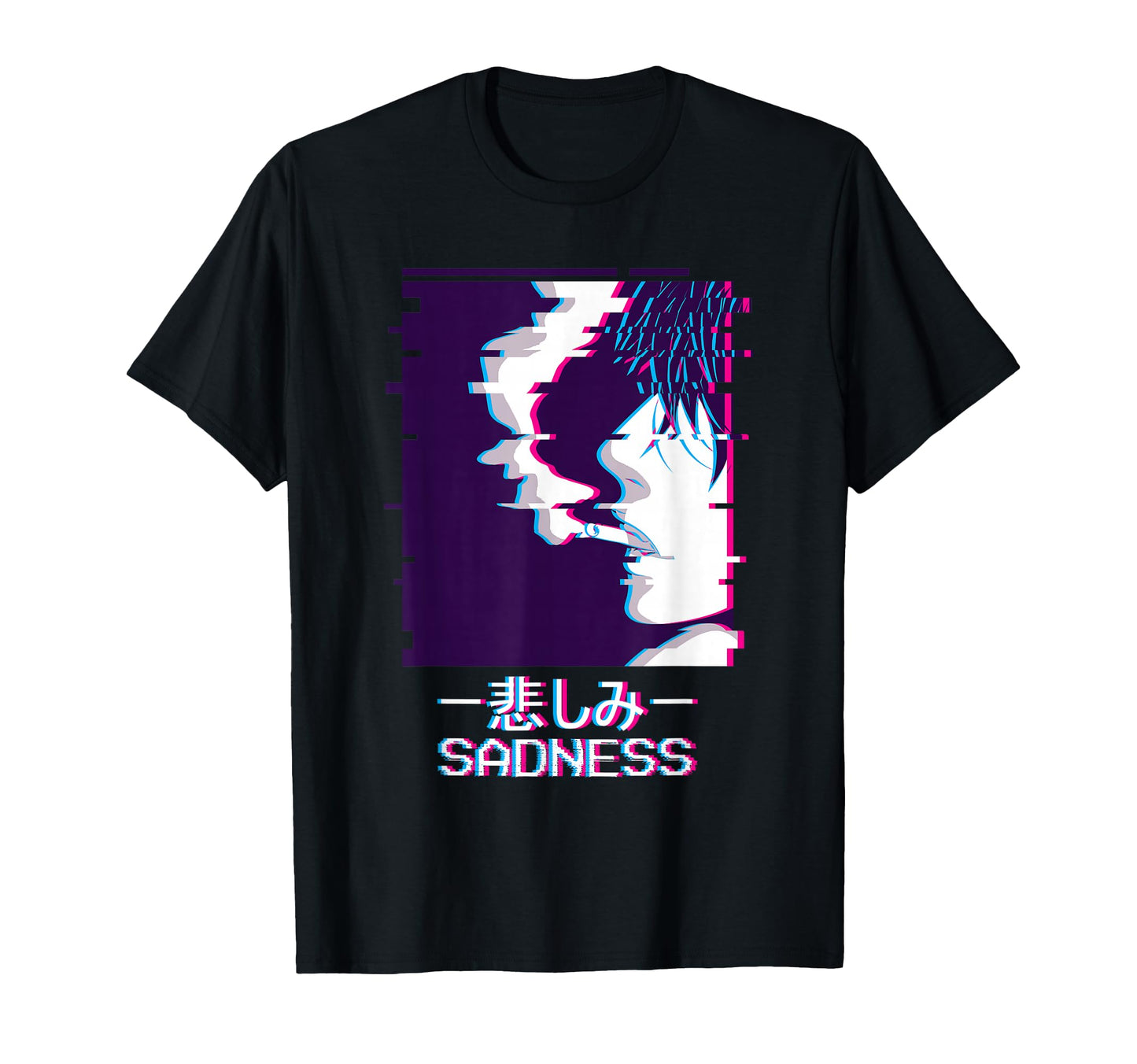 Sadness Anime Japanese Vaporwave T-Shirt - Minimalist Print Men Women - T-Shirt, Sweatshirt, Hoodie