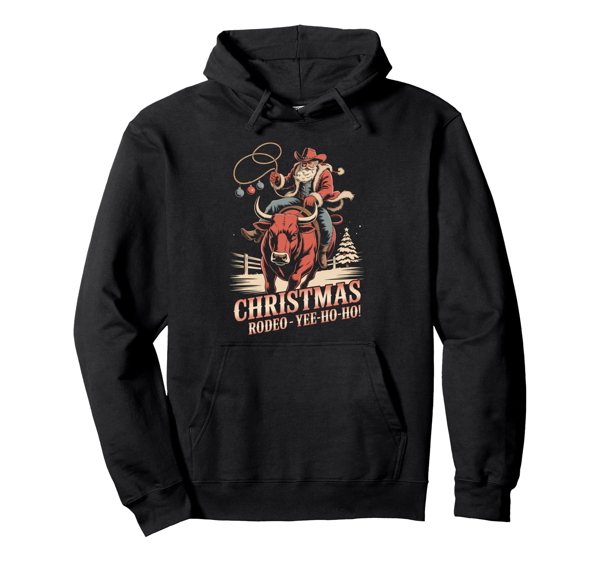 Santa Claus Cowboy Hoodie - Fun Novelty Design for Adults - T-Shirt, Sweatshirt, Hoodie