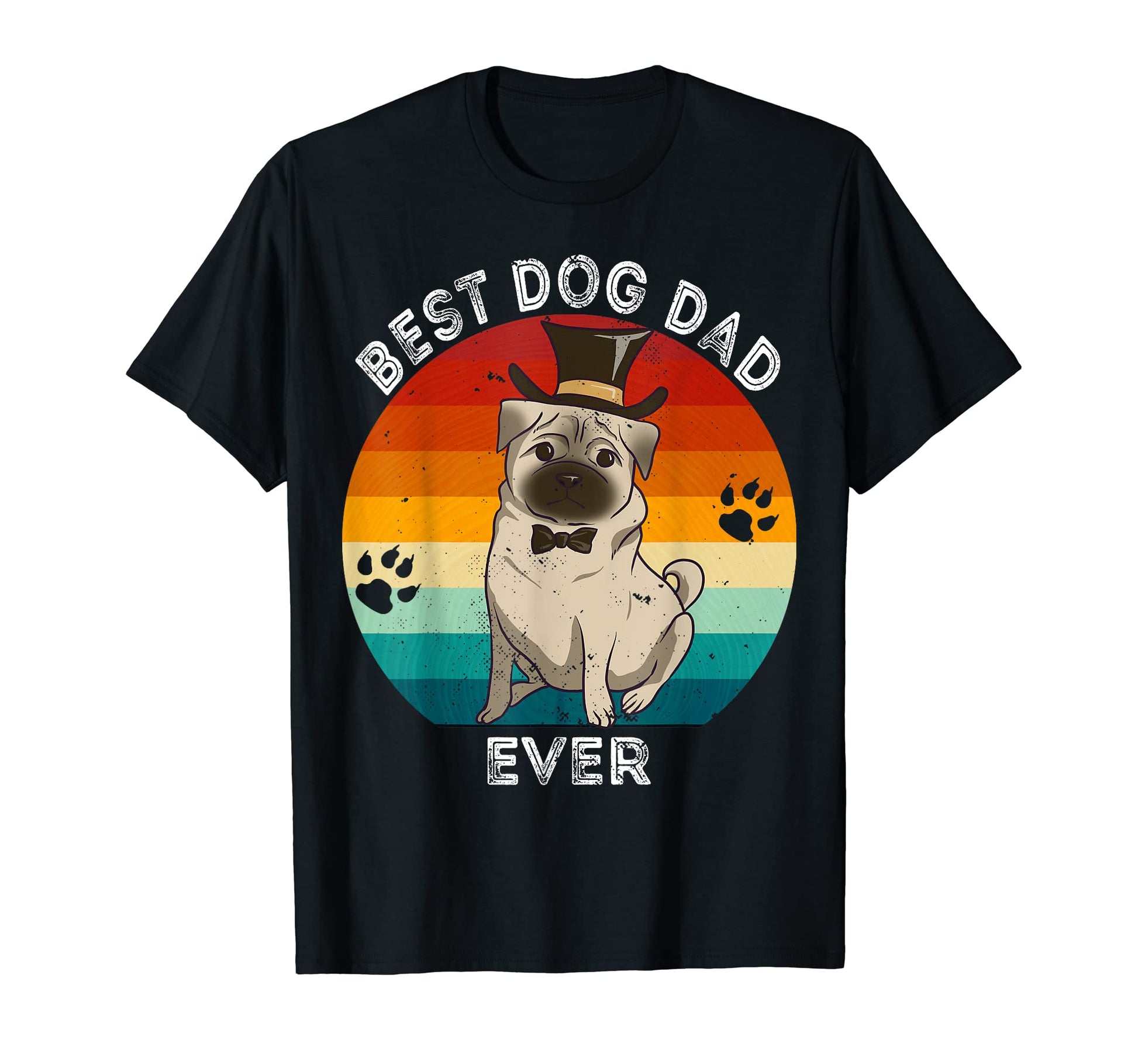 Best Dog Dad Ever Rainbow Funny Pug T-Shirt - Minimalist Print Unisex - T-Shirt, Sweatshirt, Hoodie