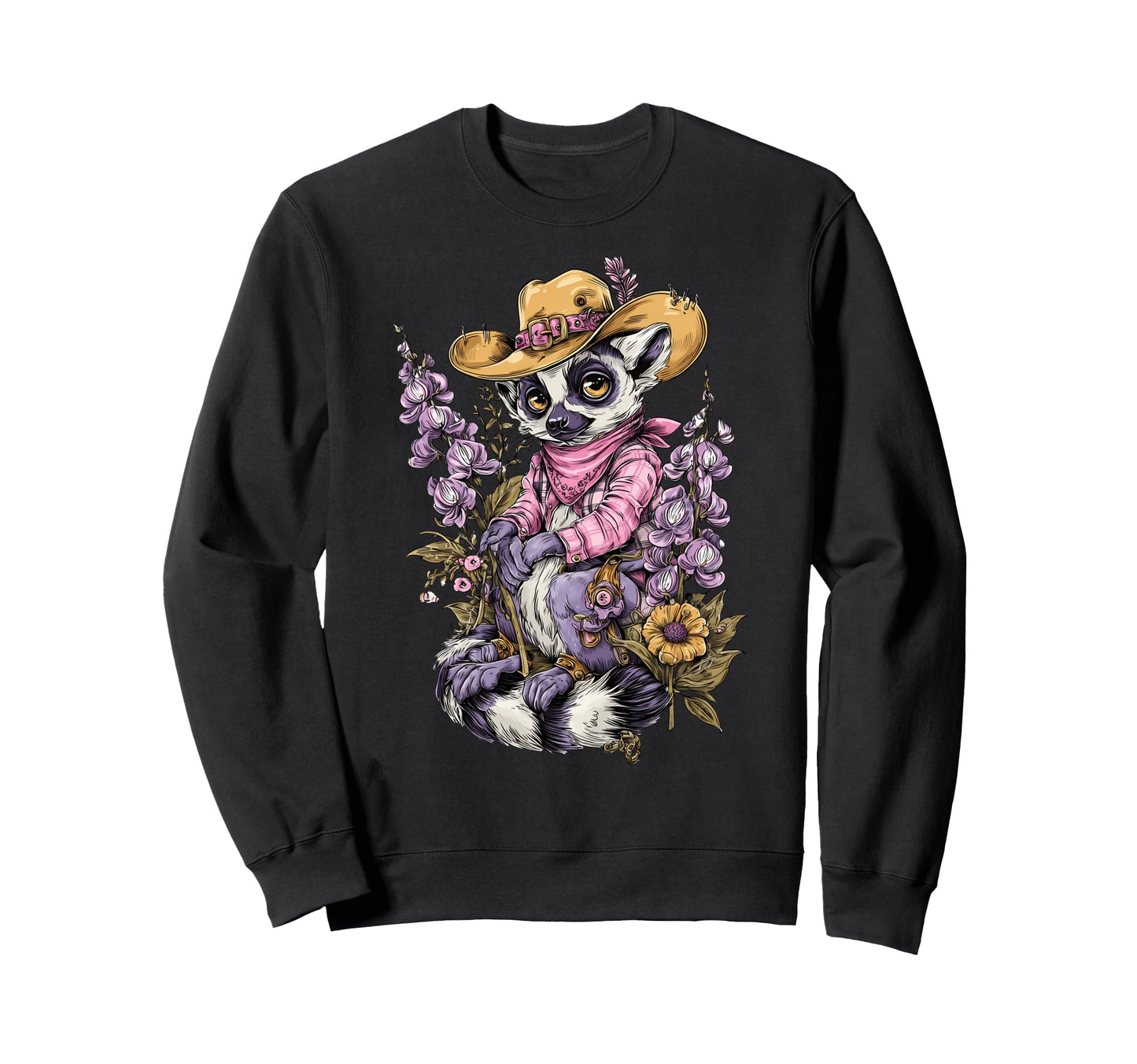 Lemur Cowboy Rodeo Cowgirl Sweatshirt - Fun Novelty Design Men Women - T-Shirt, Sweatshirt, Hoodie