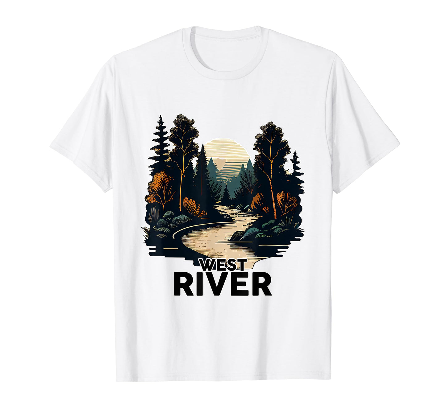 West River Minimalist River West T-Shirt - Custom Art Print Men Women - T-Shirt, Sweatshirt, Hoodie