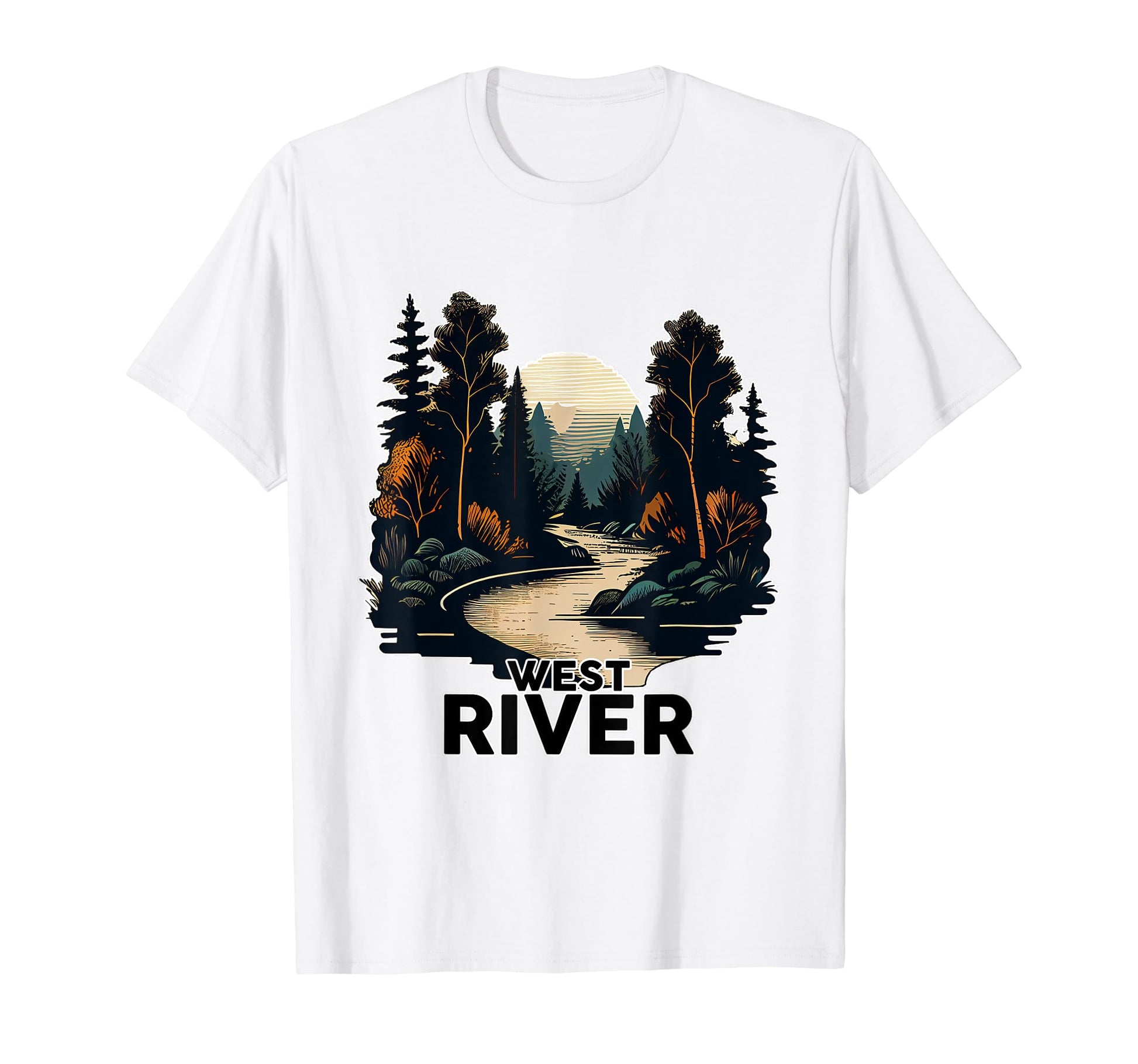 West River Minimalist River West T-Shirt - Custom Art Print Men Women - T-Shirt, Sweatshirt, Hoodie