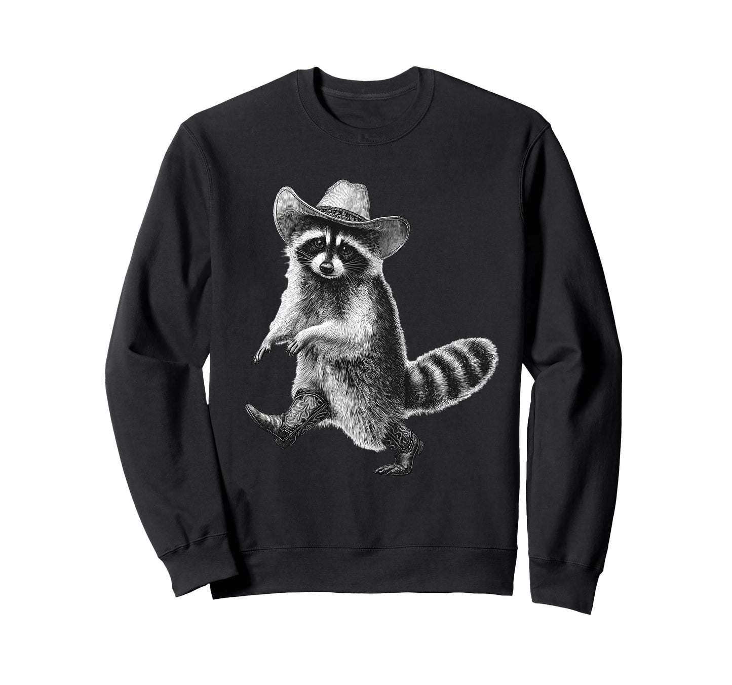 Raccoon Cowboy Rodeo Cowgirl Western Sweatshirt - Unique Graphic Unisex - T-Shirt, Sweatshirt, Hoodie