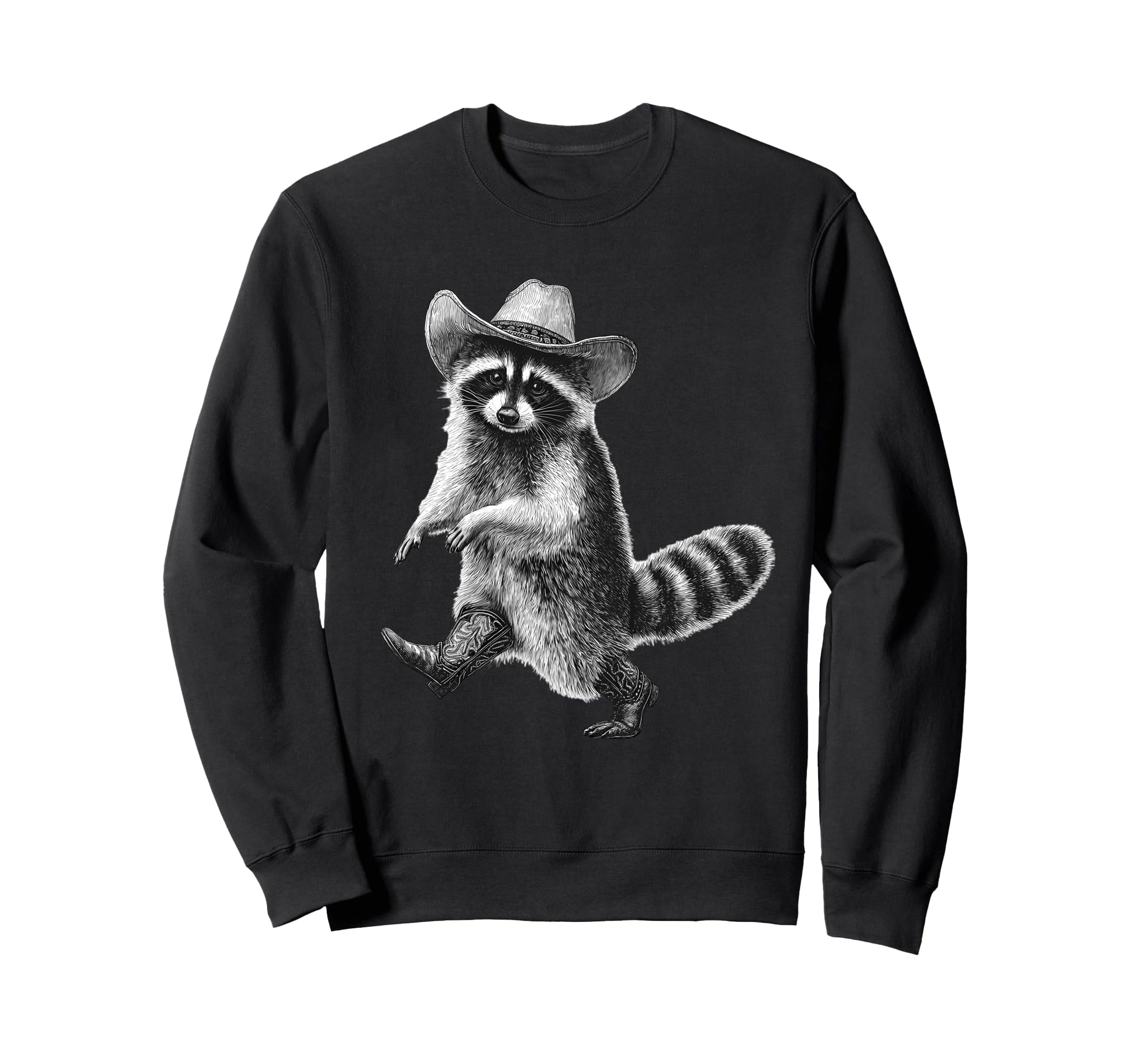 Raccoon Cowboy Rodeo Cowgirl Western Sweatshirt - Unique Graphic Unisex - T-Shirt, Sweatshirt, Hoodie