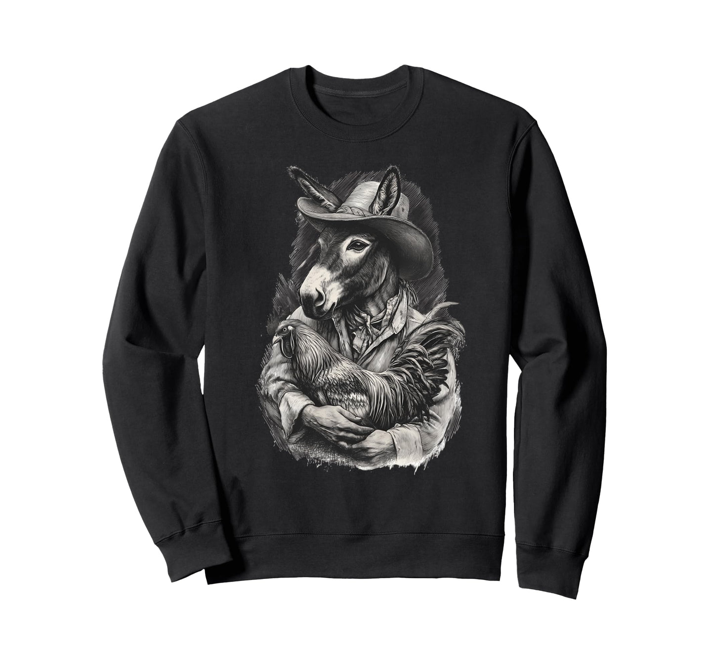 Country Cowboy Donkey Rodeo Cowgirl Sweatshirt - Unique Graphic Unisex - T-Shirt, Sweatshirt, Hoodie