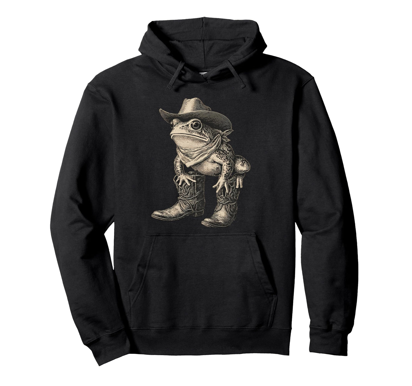 Country Cowboy Frog Toad Rodeo Hoodie - Minimalist Print for Adults - T-Shirt, Sweatshirt, Hoodie