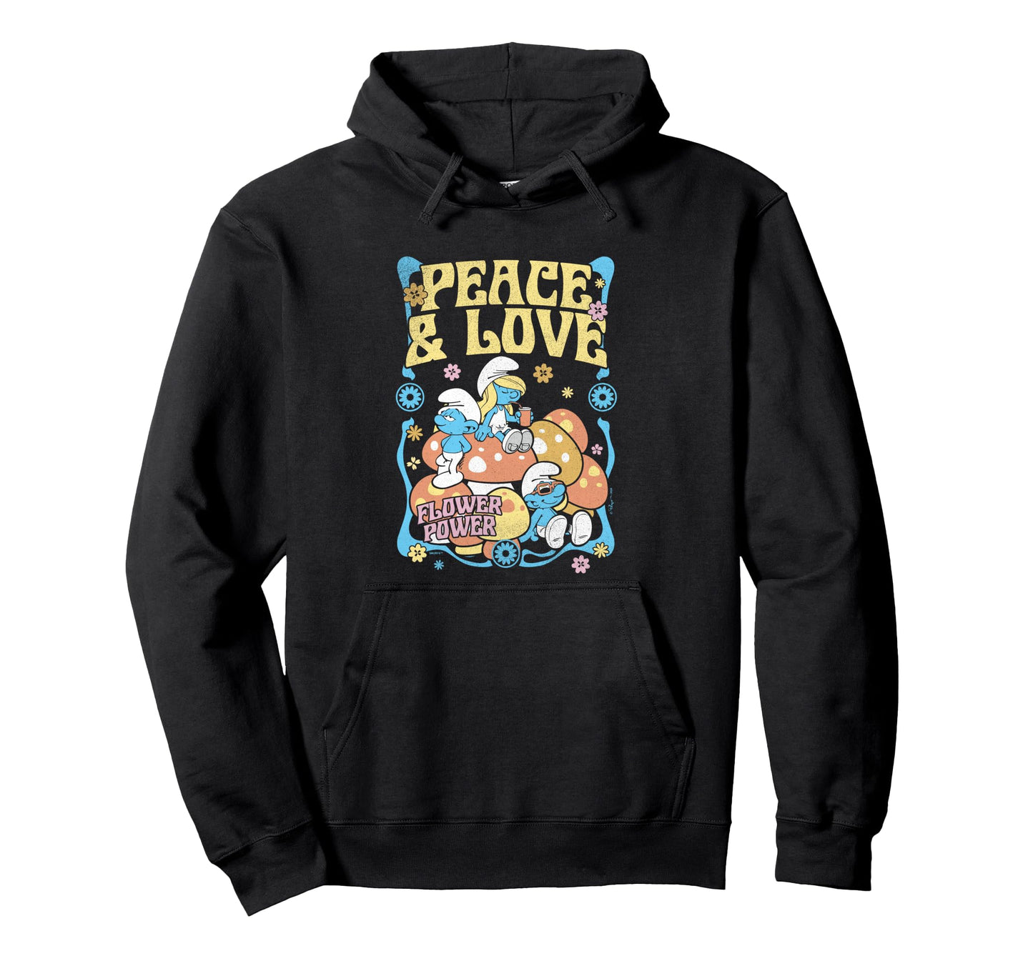 Smurfs Peace Love Flower Power Hoodie - Novelty Apparel Men Women - T-Shirt, Sweatshirt, Hoodie