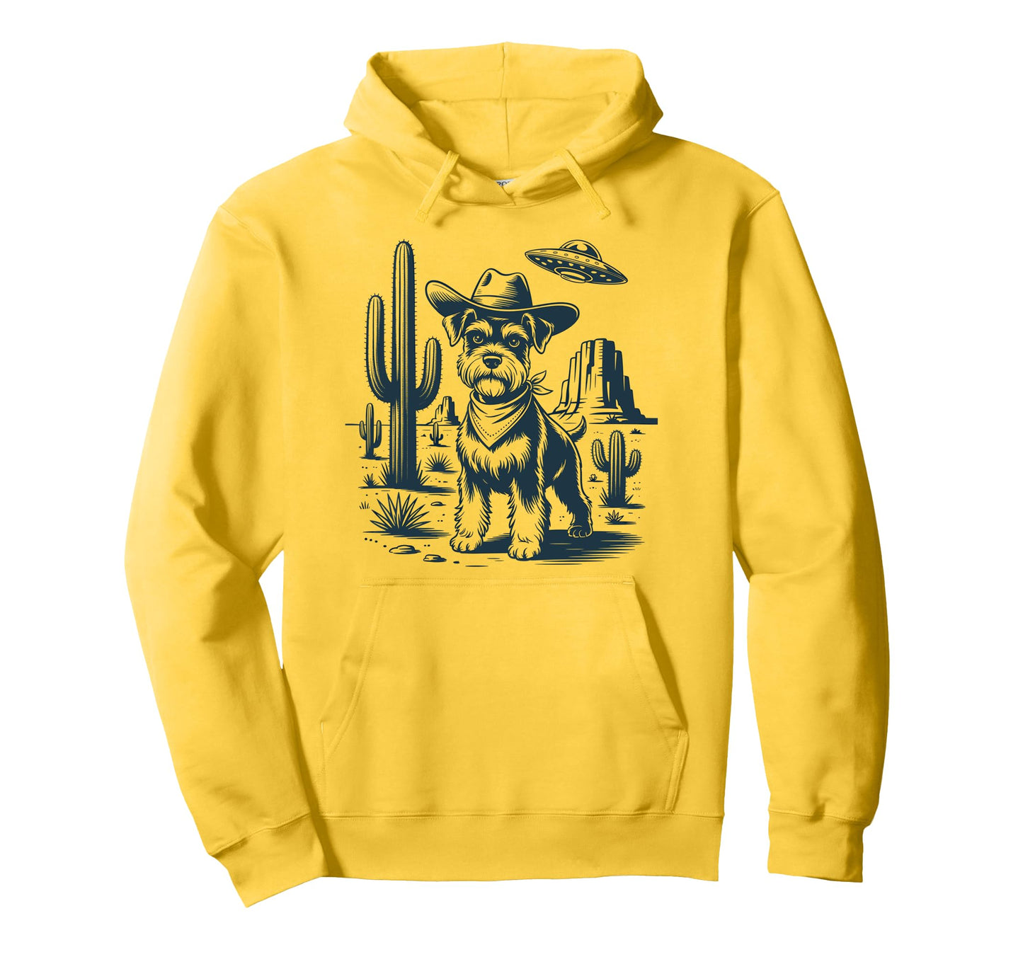Cowboy Miniature Schnauzer Dog Ufo Hoodie - Streetwear Style for Adults - T-Shirt, Sweatshirt, Hoodie