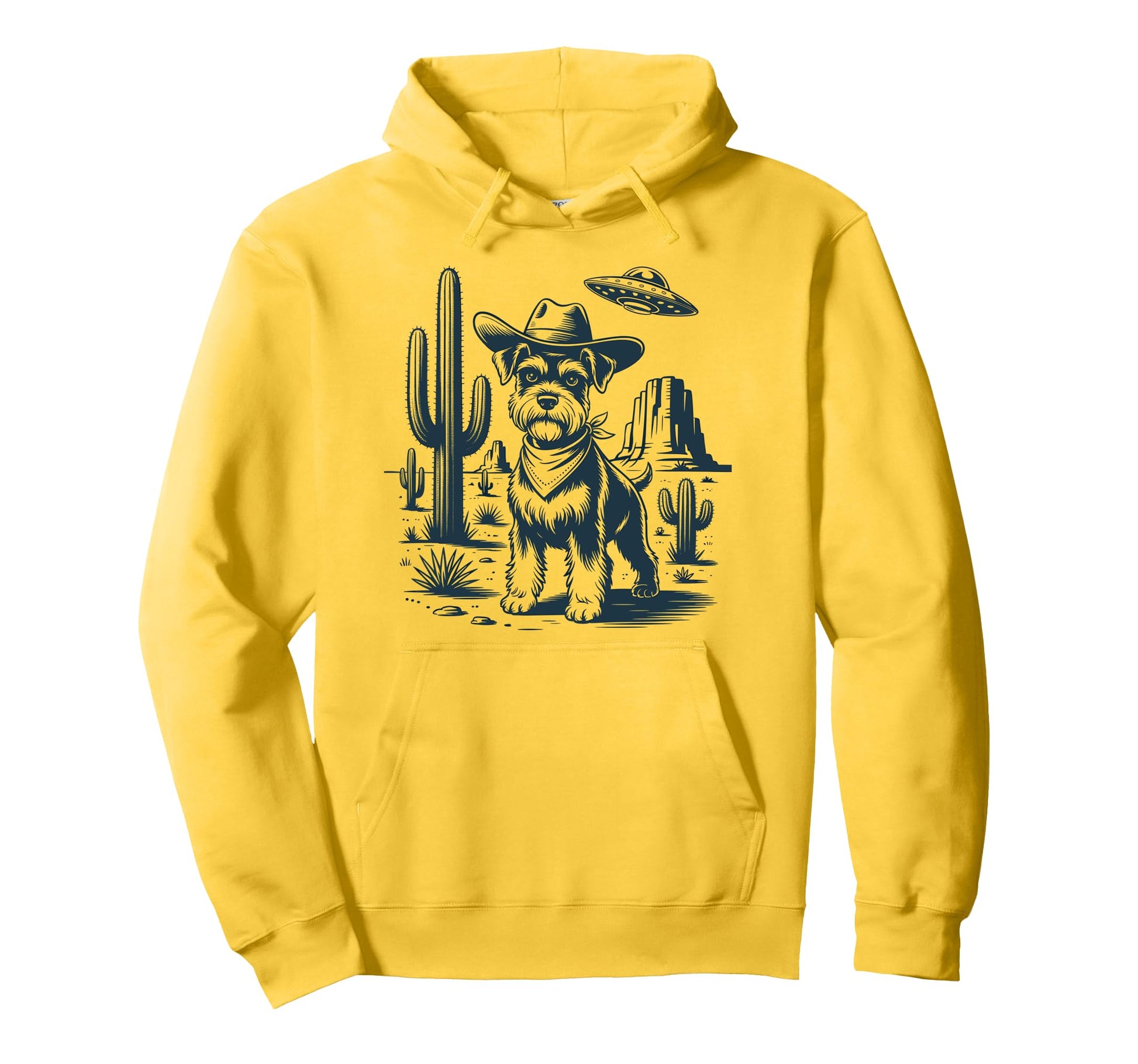 Cowboy Miniature Schnauzer Dog Ufo Hoodie - Streetwear Style for Adults - T-Shirt, Sweatshirt, Hoodie