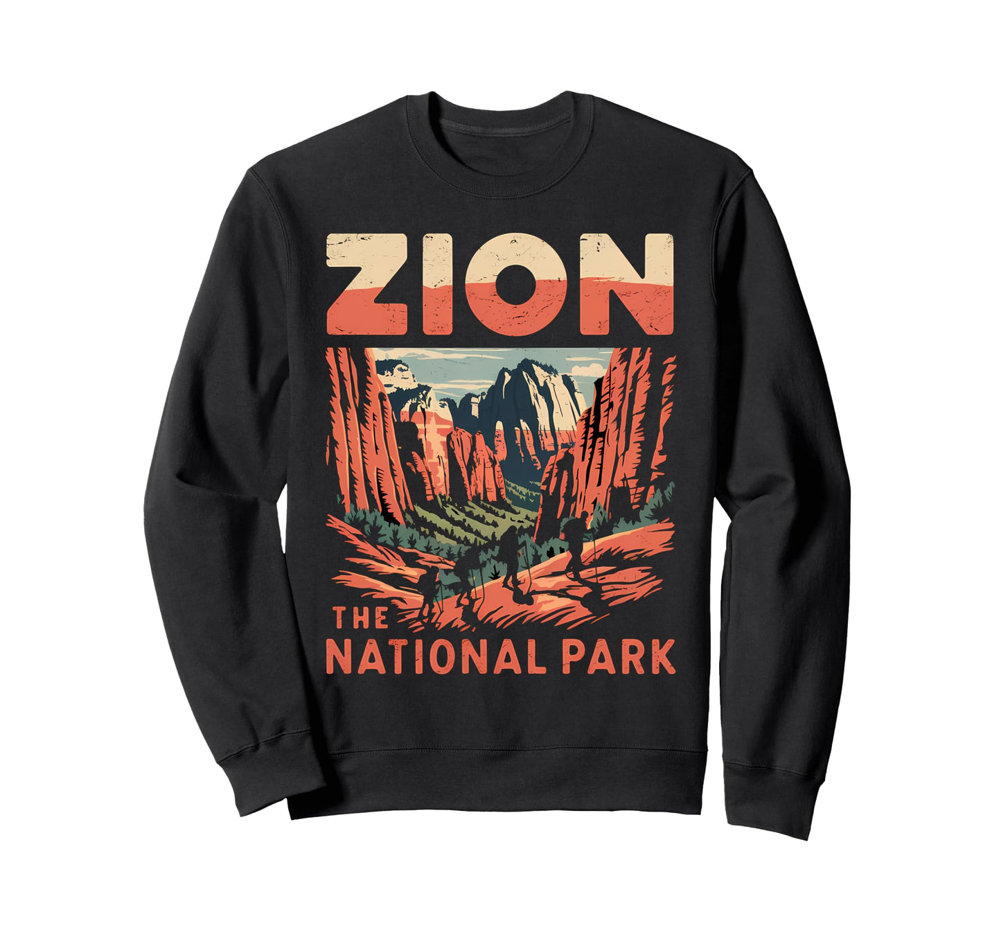 Zion National Park Hiking Scenic Sweatshirt - Minimalist Print Unisex - T-Shirt, Sweatshirt, Hoodie