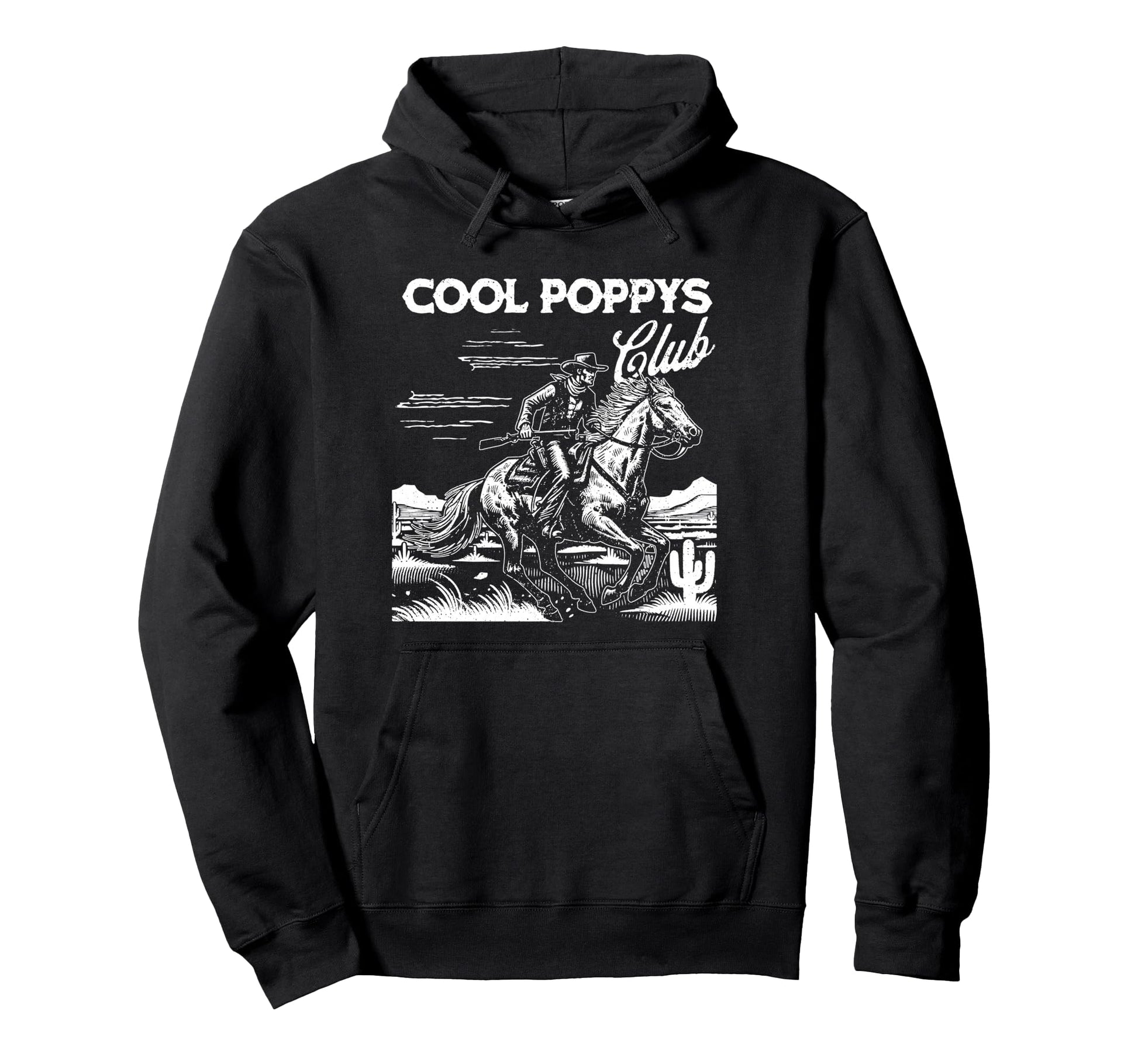Poppys Club Western Cowboy Horse Riding Hoodie - Unique Graphic for Adults - T-Shirt, Sweatshirt, Hoodie