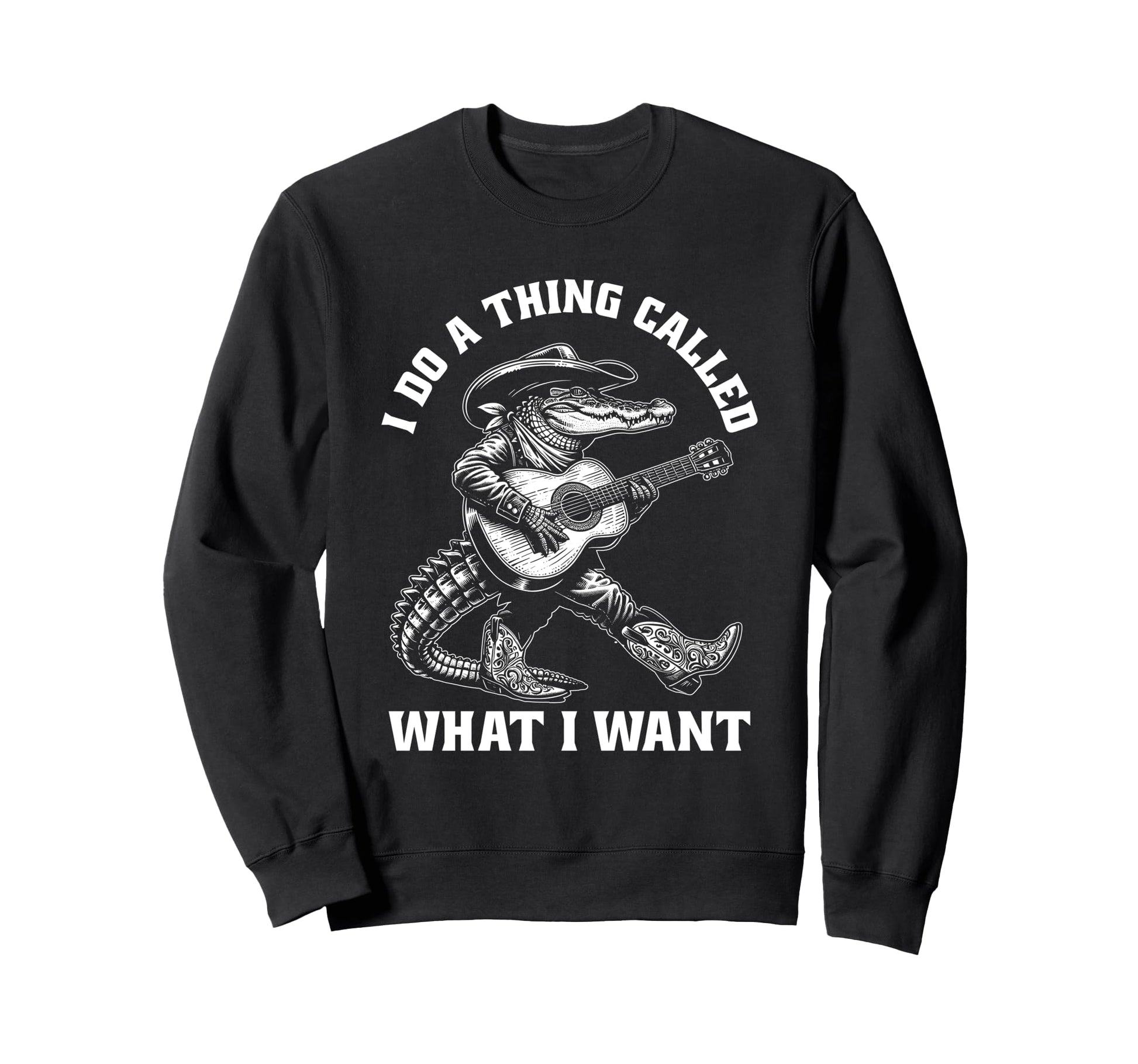 Cowboy Crocodile Guitar Funny Sweatshirt - Unique Graphic Men Women - T-Shirt, Sweatshirt, Hoodie