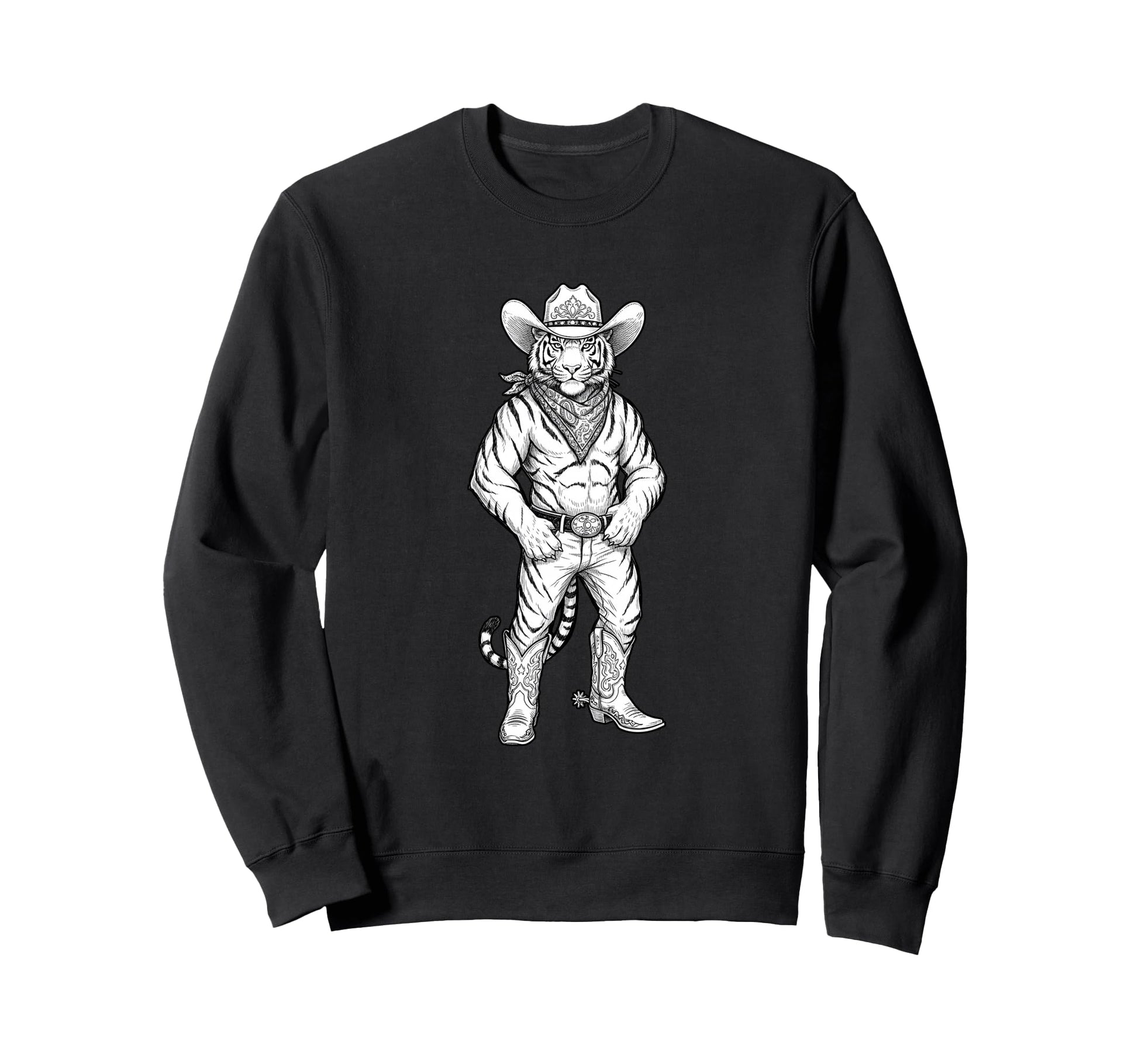 Howdy Tiger Cowboy Western Country Sweatshirt - Fun Novelty Design Unisex - T-Shirt, Sweatshirt, Hoodie