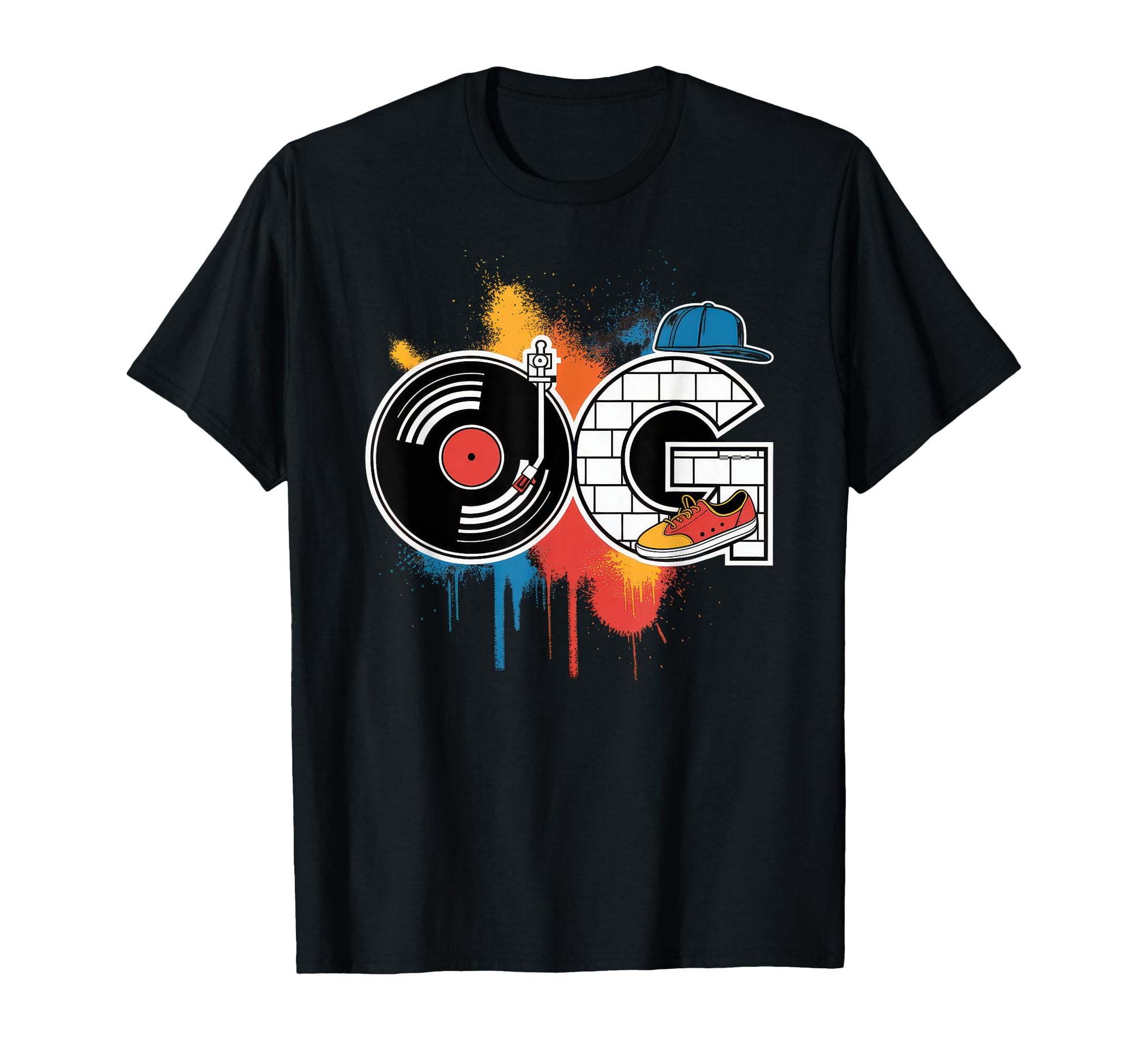 Old School Og Hip Hop Vinyl Cds T-Shirt - Fun Novelty Design for Adults - T-Shirt, Sweatshirt, Hoodie