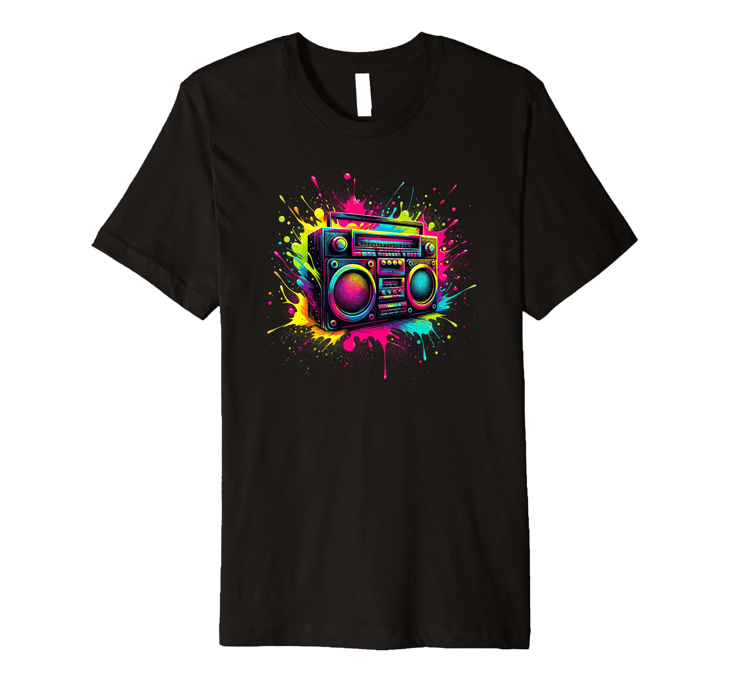 Splash Art Boombox Old School 80S T-Shirt - Novelty Apparel for Adults - T-Shirt, Sweatshirt, Hoodie