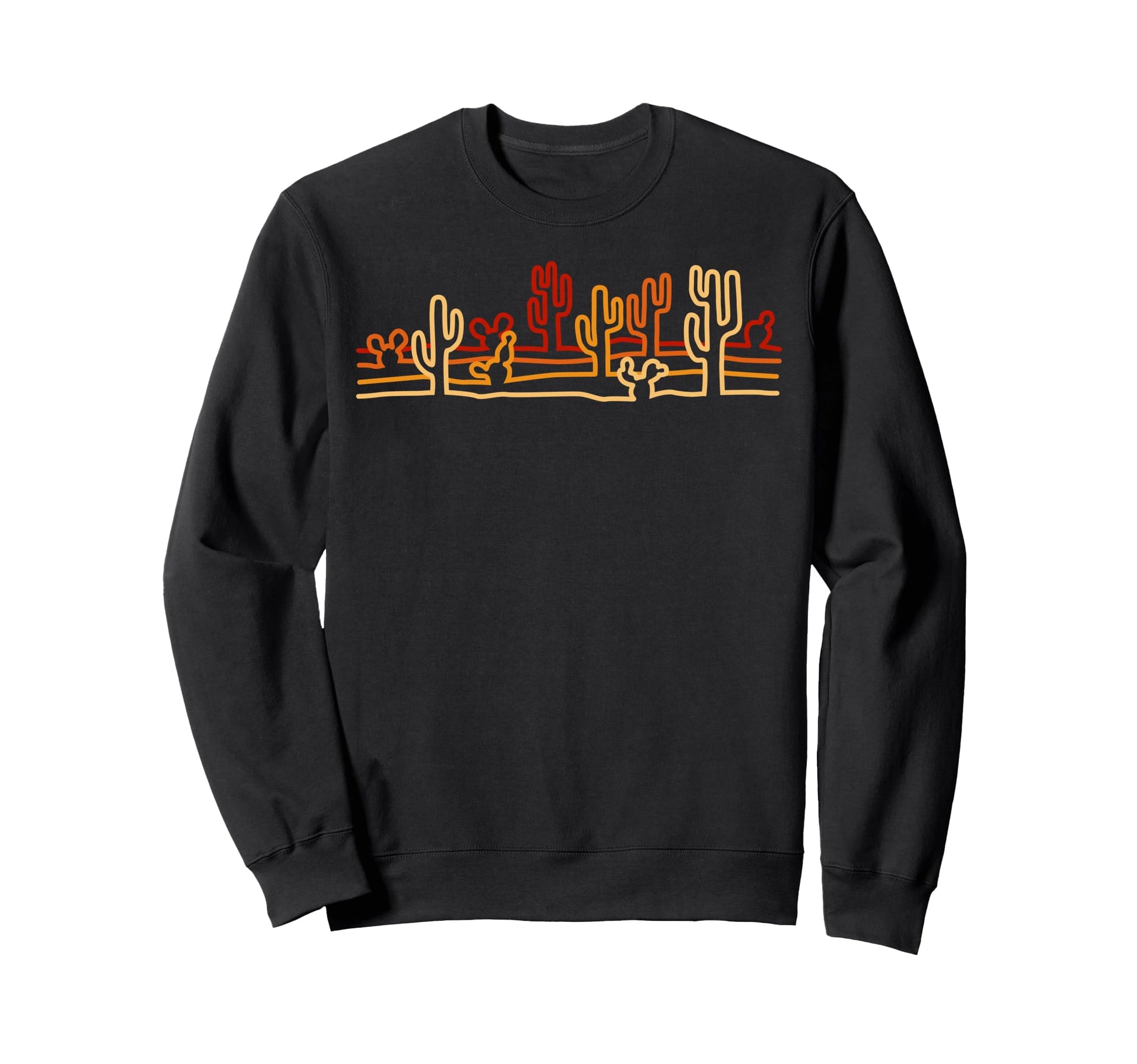 Desert Cactus Minimalist Orange Line Sweatshirt - Streetwear Style Unisex - T-Shirt, Sweatshirt, Hoodie