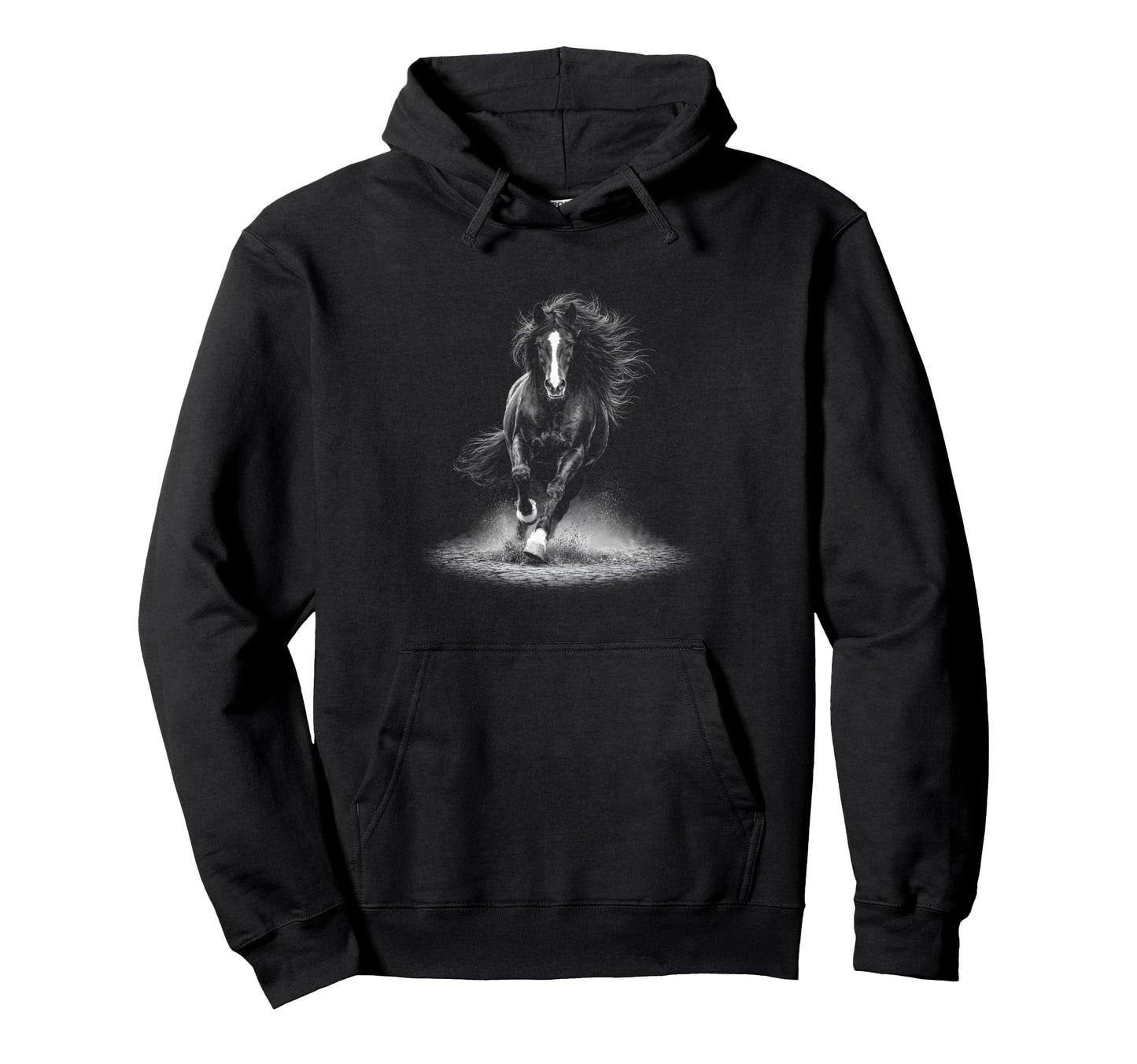 Galloping Monochrome Wild Horse 90S Hoodie - Custom Art Print Men Women - T-Shirt, Sweatshirt, Hoodie