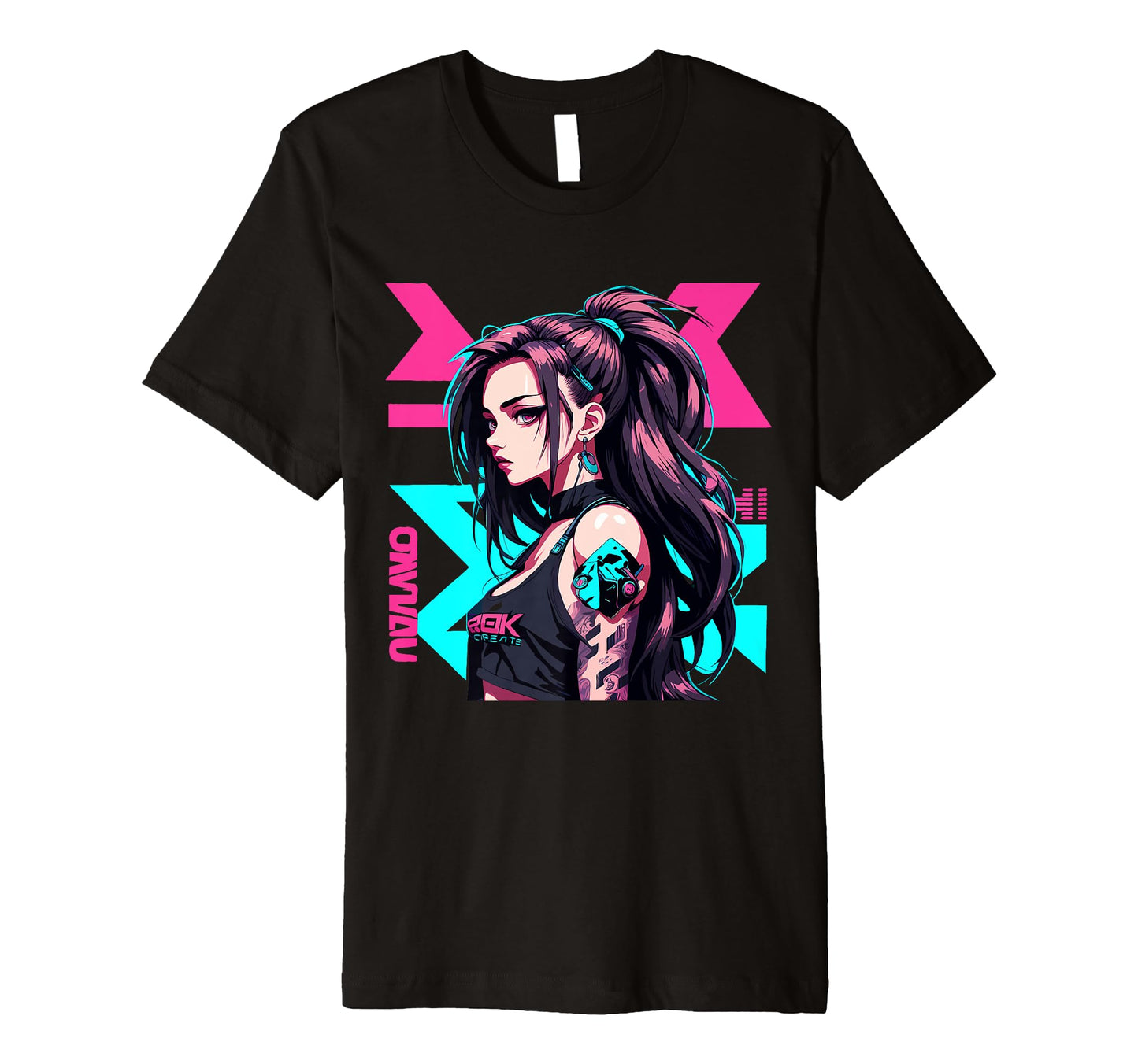 Sexy Waifu Cyberpunk Anime Aesthetic T-Shirt - Graphic Print for Adults - T-Shirt, Sweatshirt, Hoodie