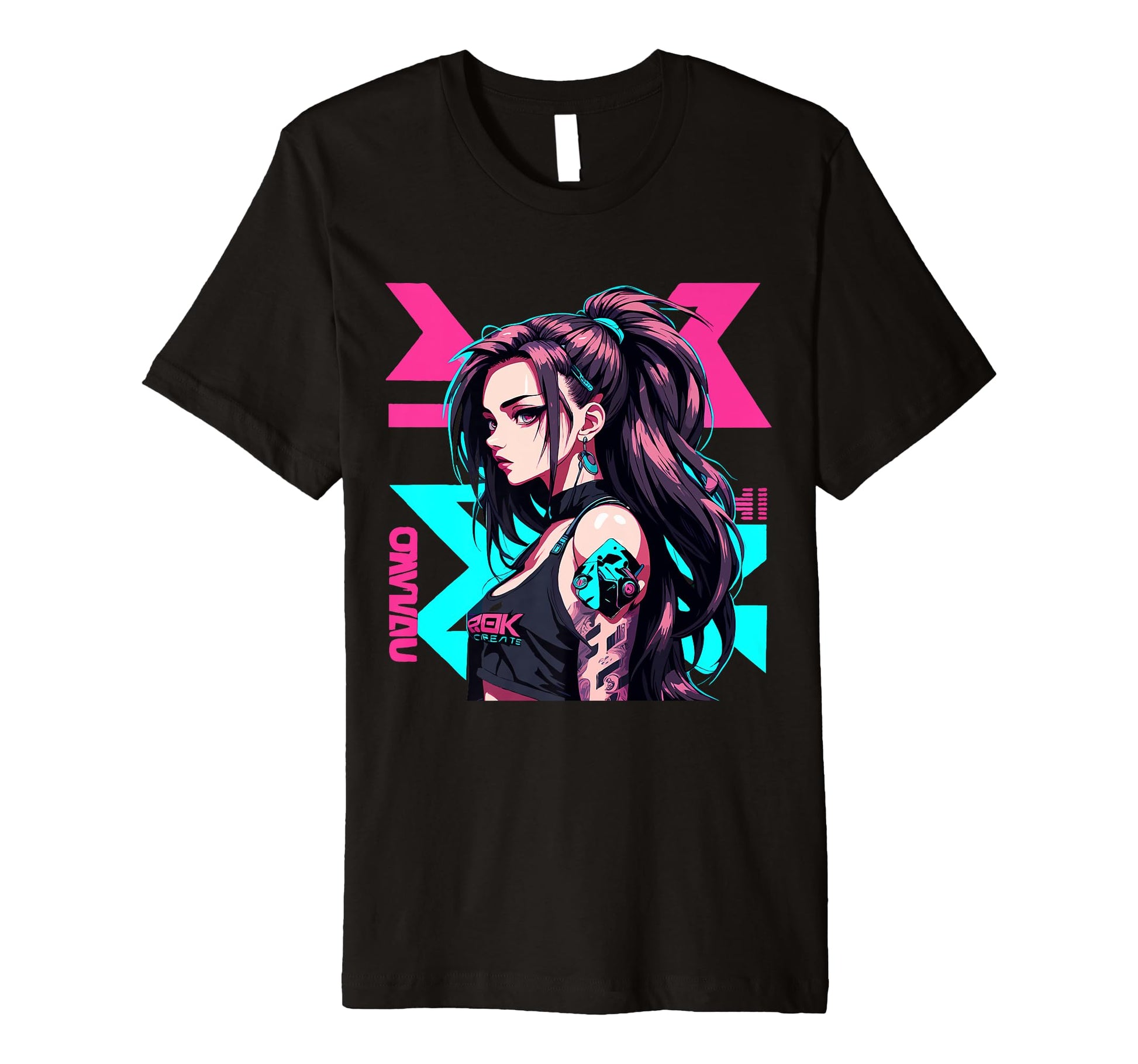 Sexy Waifu Cyberpunk Anime Aesthetic T-Shirt - Graphic Print for Adults - T-Shirt, Sweatshirt, Hoodie