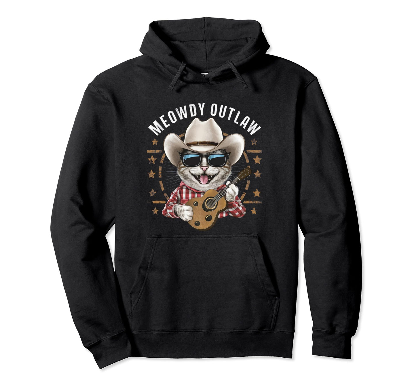 Meowdy Outlaw Funny Country Music Cat Hoodie - Custom Art Print for Adults - T-Shirt, Sweatshirt, Hoodie