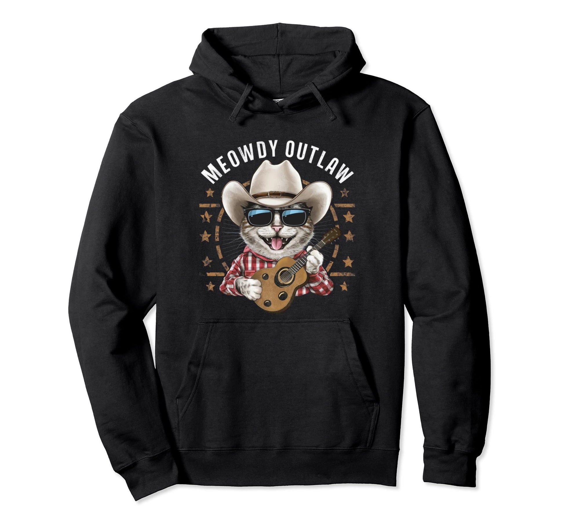 Meowdy Outlaw Funny Country Music Cat Hoodie - Custom Art Print for Adults - T-Shirt, Sweatshirt, Hoodie