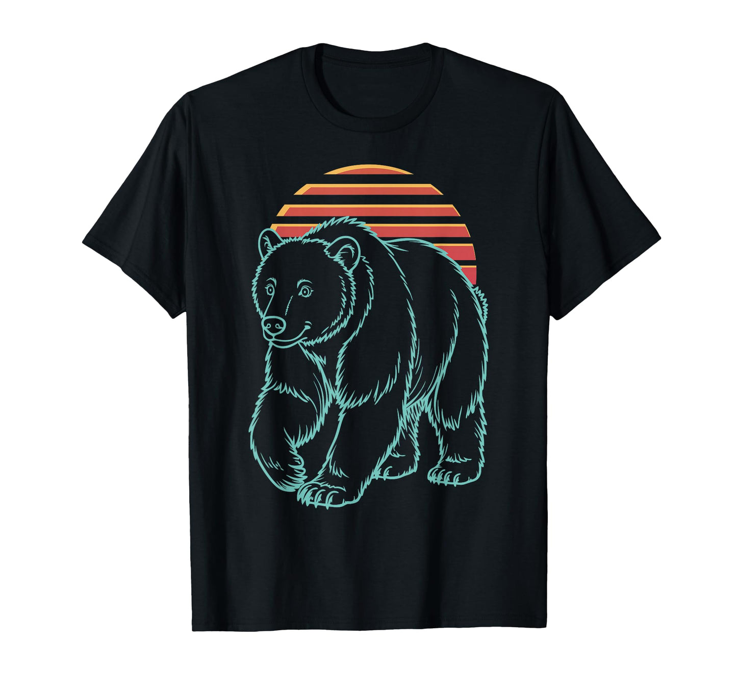 Grizzly Bear Lover Animal Synthwave T-Shirt - Casual Everyday Wear Unisex - T-Shirt, Sweatshirt, Hoodie