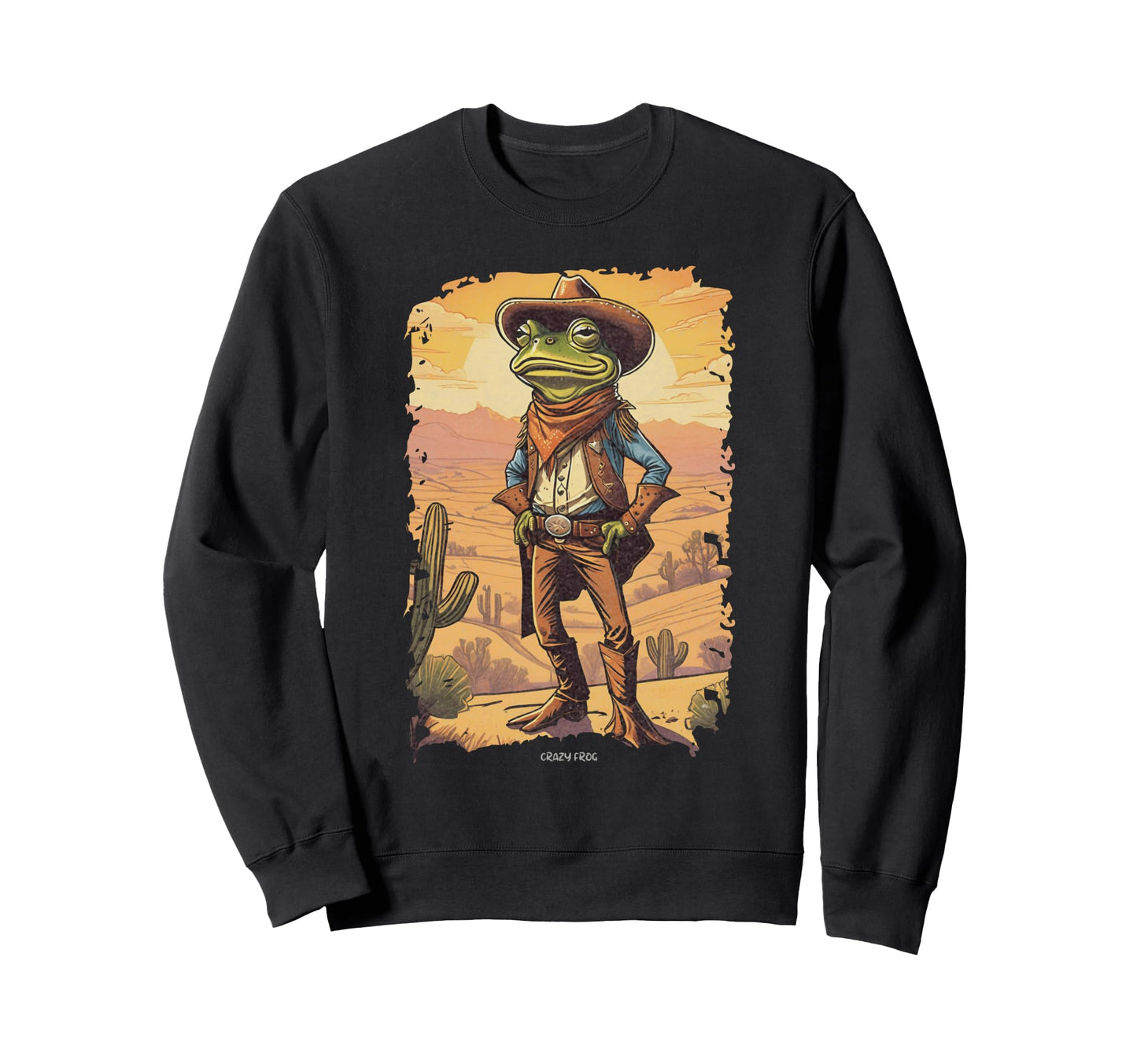 Frog Cowboy Western Ranch Usa Sweatshirt - Custom Art Print for Adults - T-Shirt, Sweatshirt, Hoodie