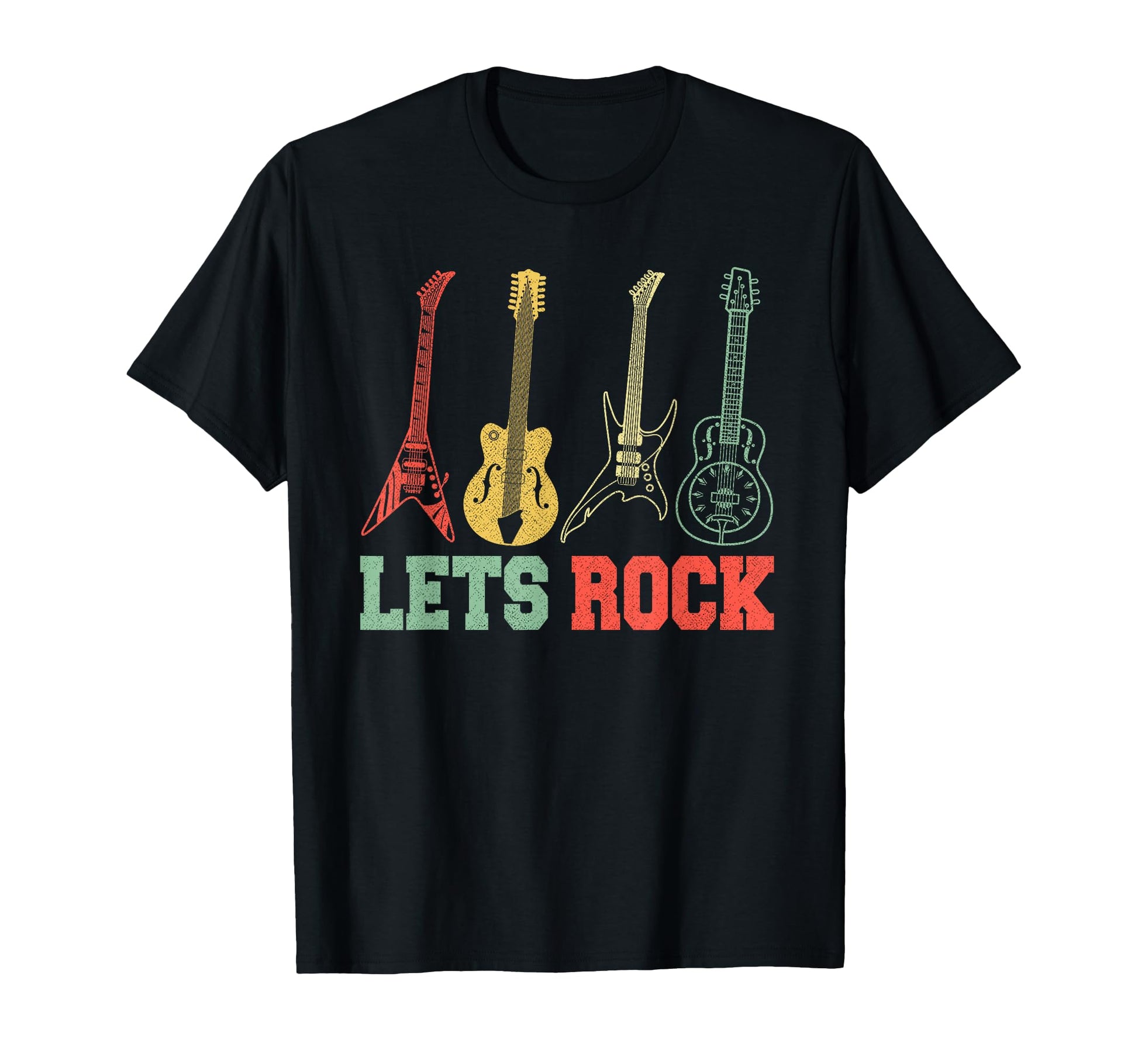Lets Rock Rock N Roll Guitar Small T-Shirt - Fun Novelty Design Men Women - T-Shirt, Sweatshirt, Hoodie