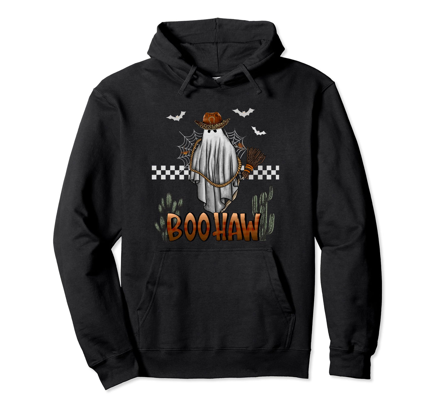 Boo Haw Cowboy Western Halloween Ghost Hoodie - Graphic Print Unisex - T-Shirt, Sweatshirt, Hoodie