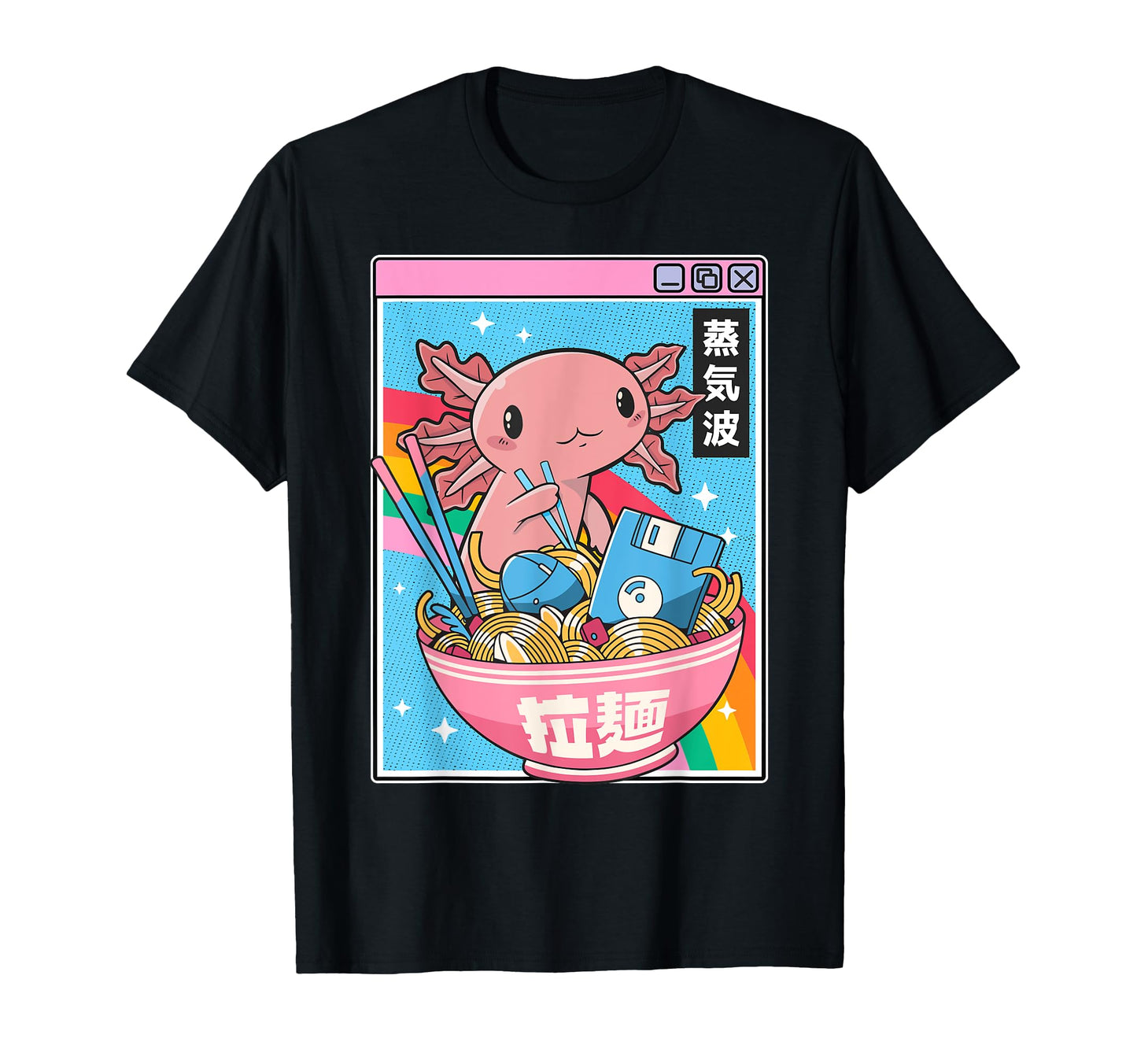 Axolotl Kawaii Rainbow Vaporwave T-Shirt - Streetwear Style for Adults - T-Shirt, Sweatshirt, Hoodie
