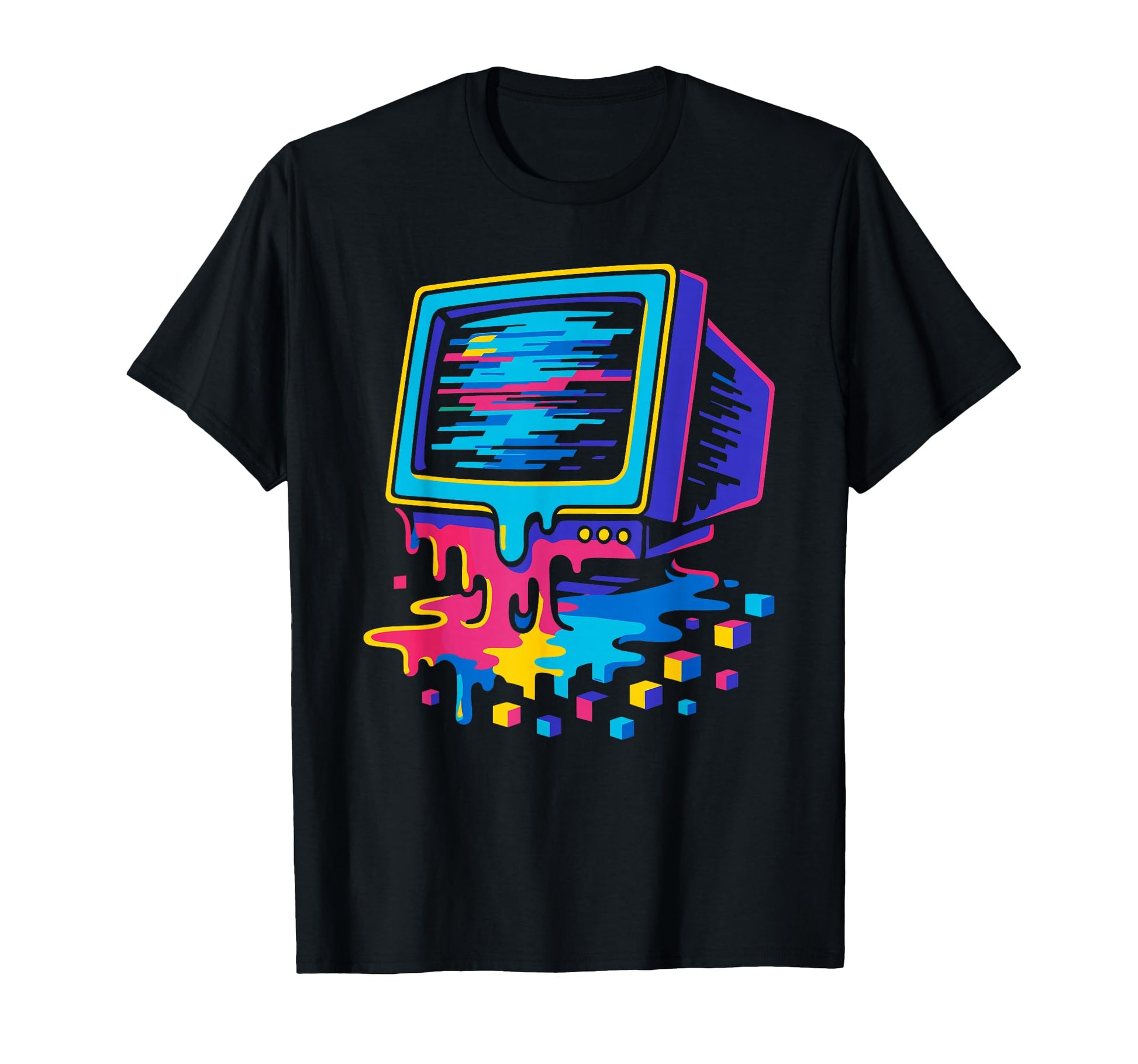 Crt Glitch Art Vaporwave Computer T-Shirt - Custom Art Print Unisex - T-Shirt, Sweatshirt, Hoodie