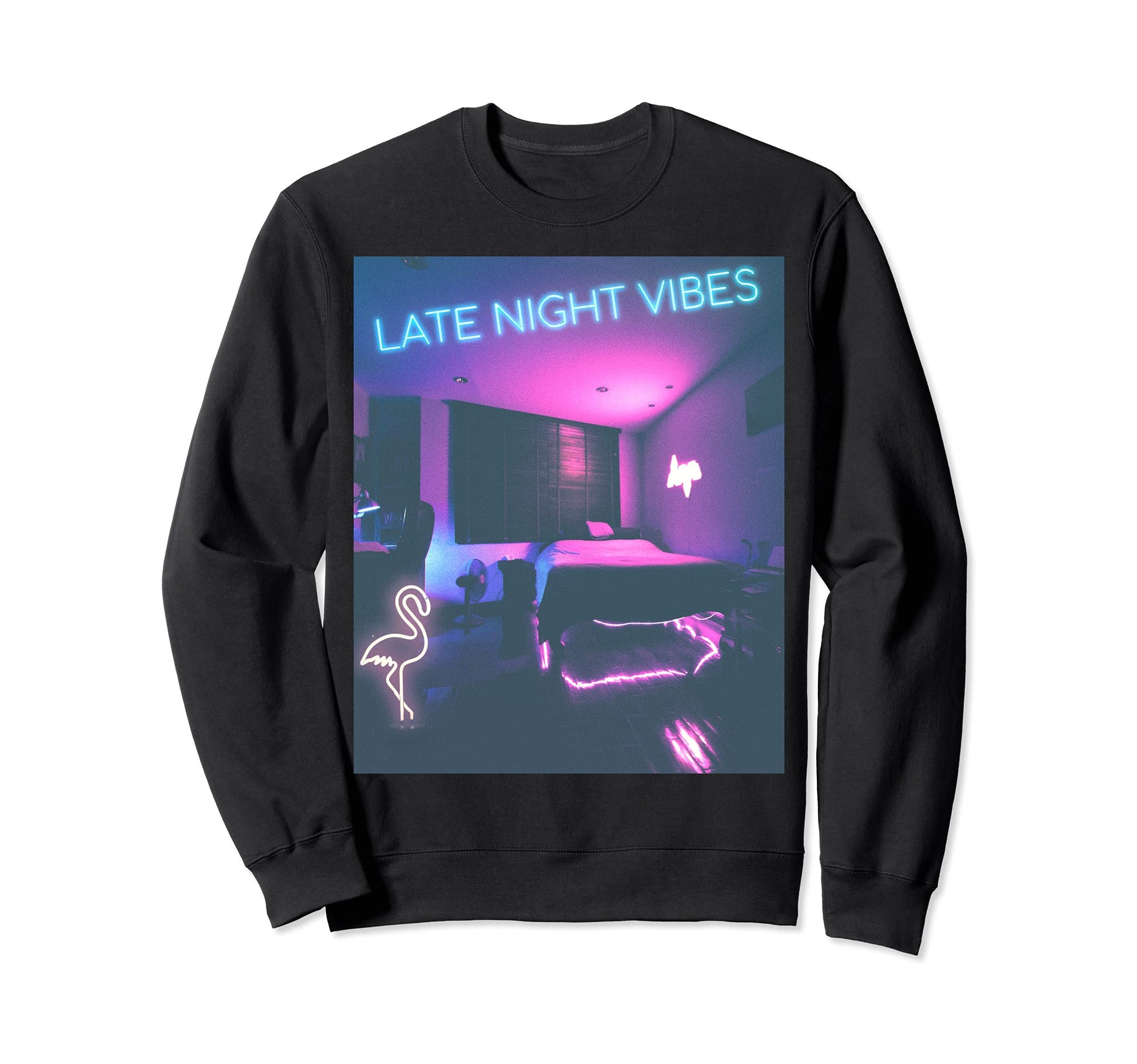 Late Night Vibes Aesthetic Bedroom Sweatshirt - Aesthetic Graphic Unisex - T-Shirt, Sweatshirt, Hoodie