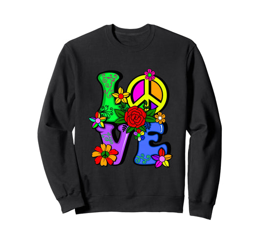 60S 70S Flower Power Hippy Sweatshirt - Casual Everyday Wear Men Women - T-Shirt, Sweatshirt, Hoodie