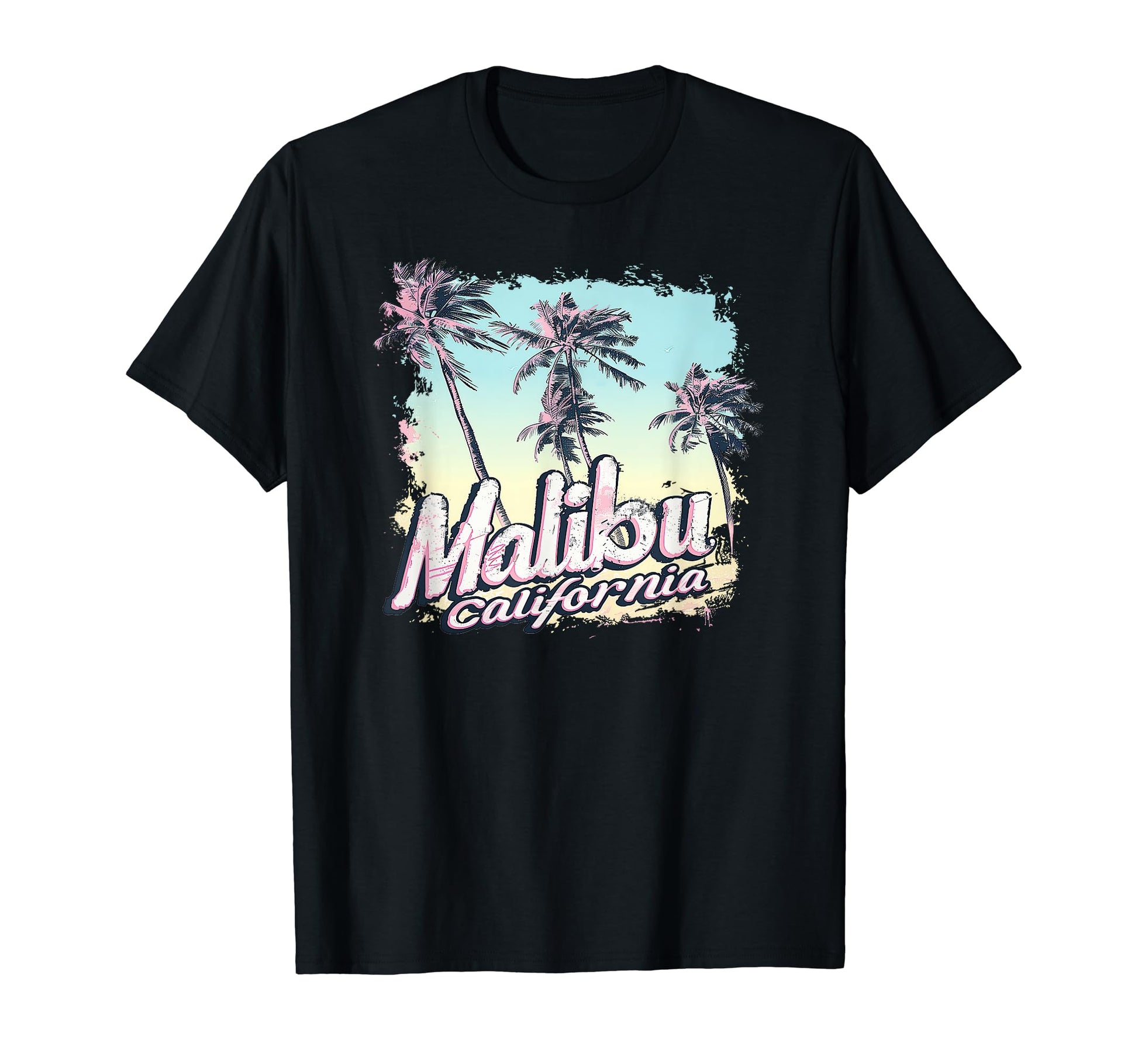 Malibu California Pastel Vaporwave T-Shirt - Graphic Print Unisex - T-Shirt, Sweatshirt, Hoodie