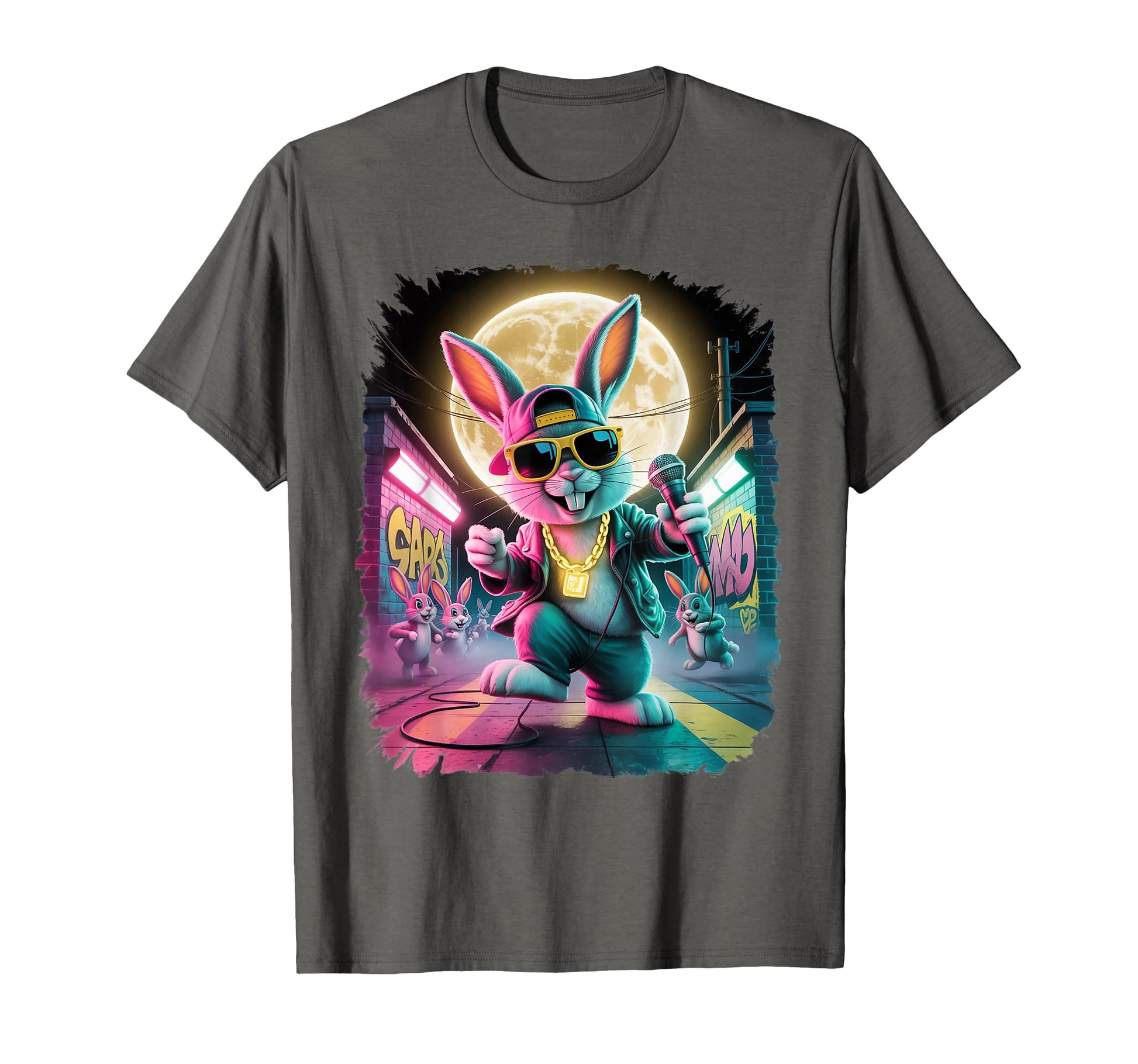 90S Airbrushed Hip Hop Bunny T-Shirt - Graphic Print Men Women - T-Shirt, Sweatshirt, Hoodie