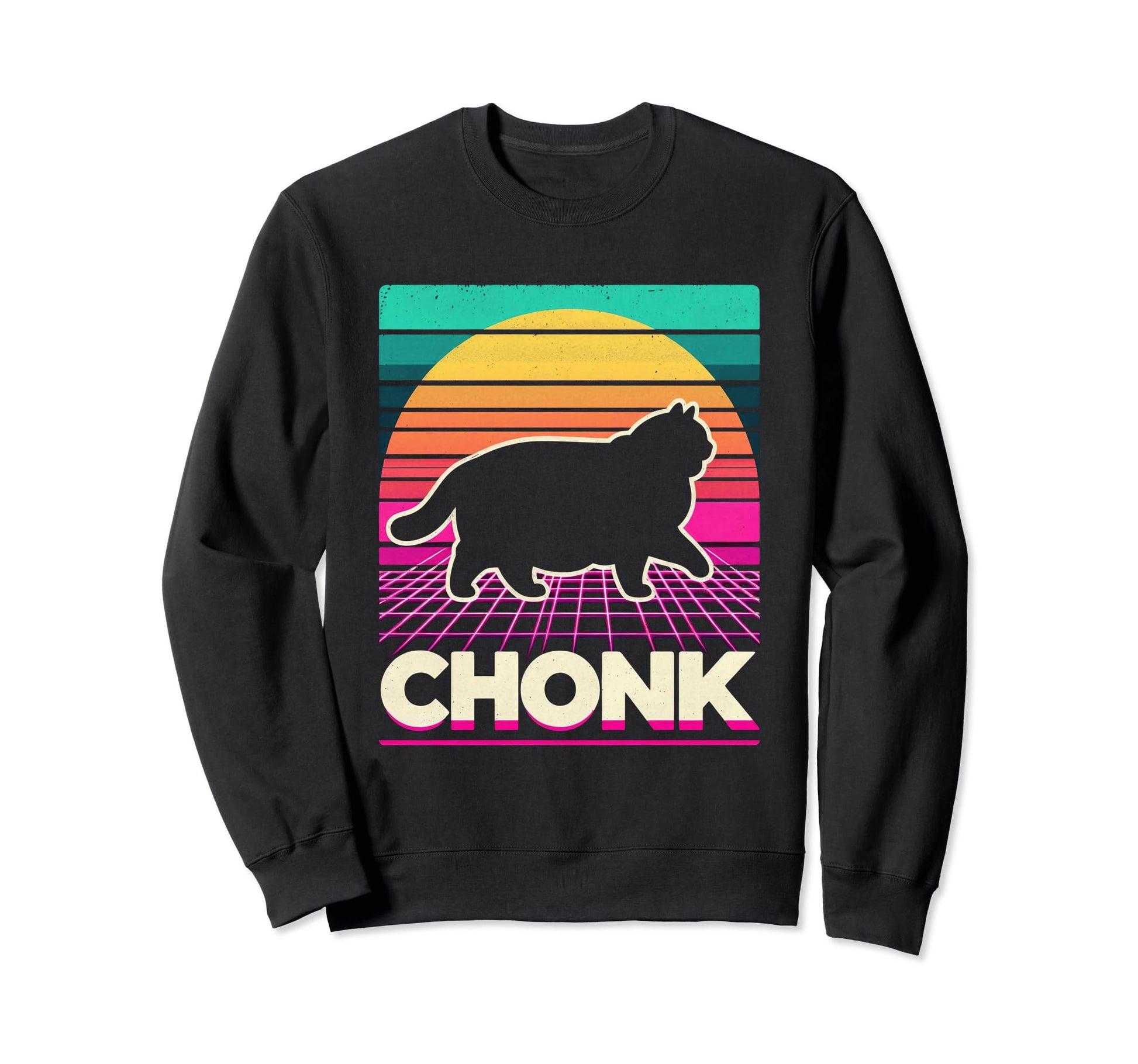 Funny Chonk Scale Cat Sunset Sweatshirt - Streetwear Style for Adults - T-Shirt, Sweatshirt, Hoodie
