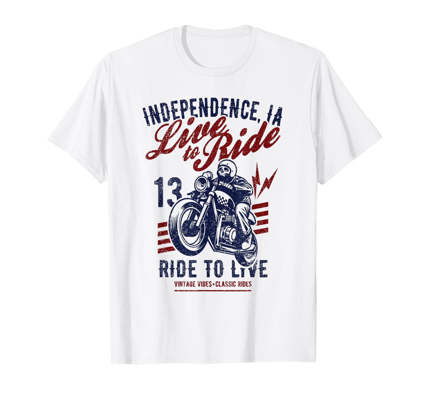 Independence Iowa Motorcycle Skull T-Shirt - Fun Novelty Design Men Women - T-Shirt, Sweatshirt, Hoodie