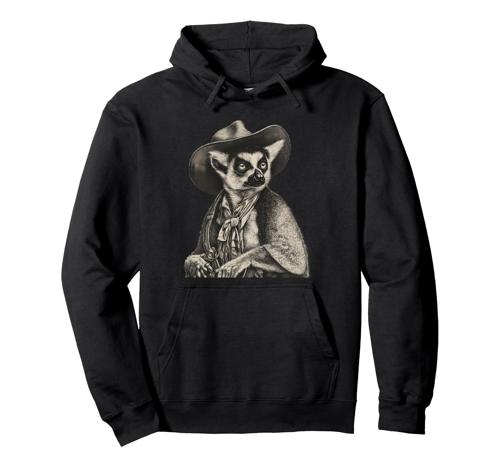 Country Cowboy Lemur Rodeo Cowgirl Hoodie - Novelty Apparel for Adults - T-Shirt, Sweatshirt, Hoodie