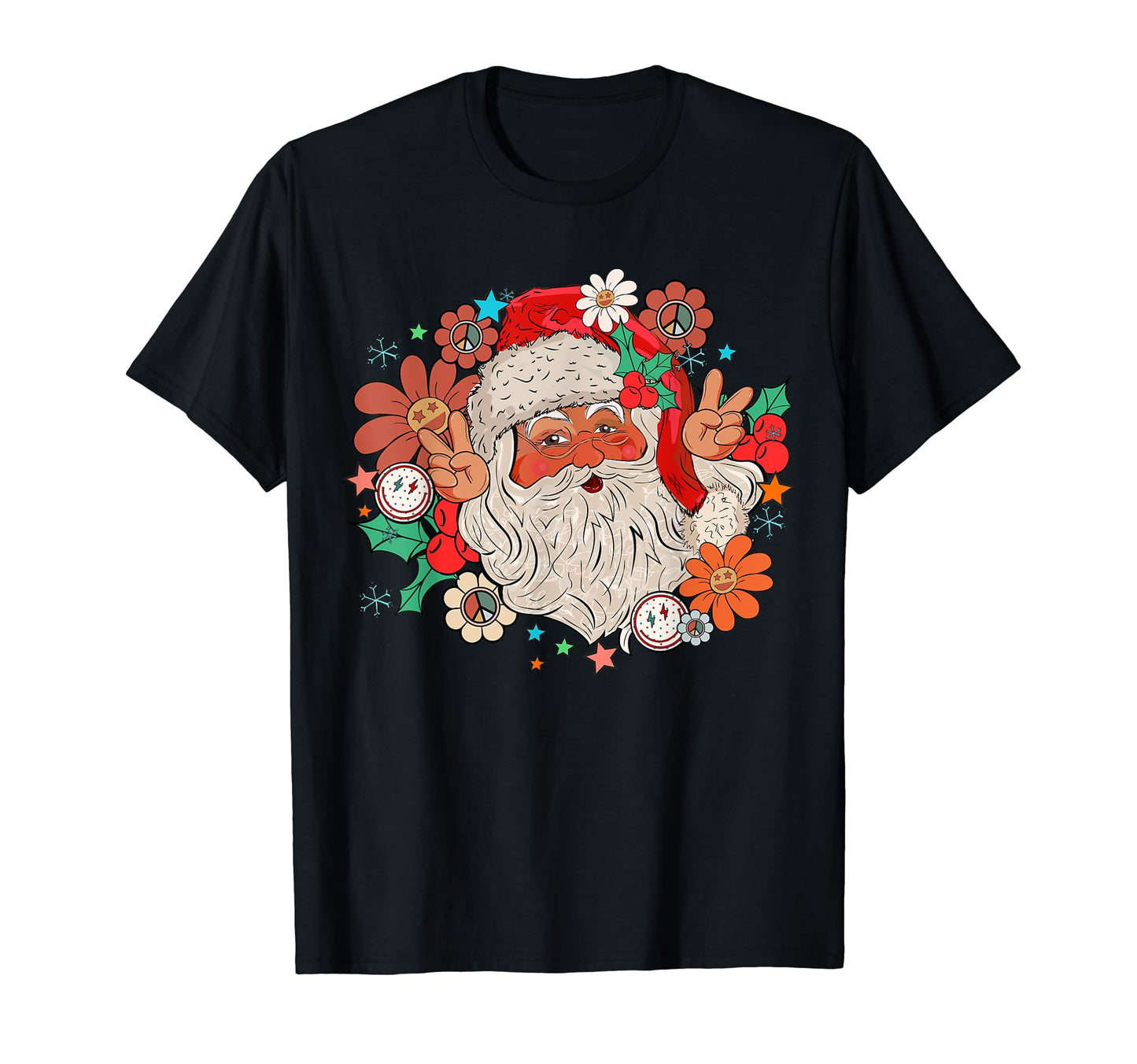 Hippie Santa Boho 70S Aesthetic White T-Shirt - Custom Art Print Men Women - T-Shirt, Sweatshirt, Hoodie