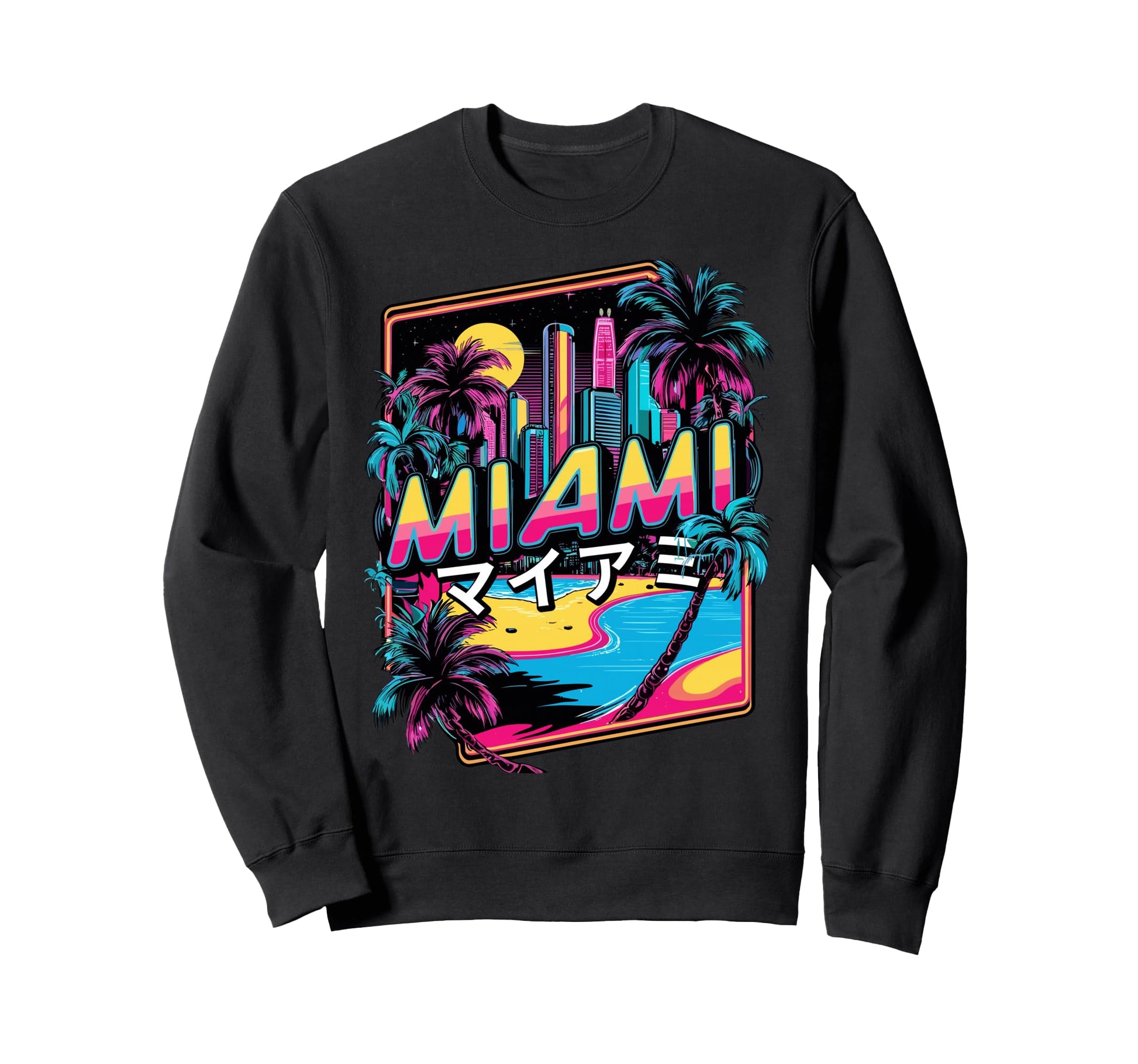 Miami Japanese Vaporwave Aesthetic Sweatshirt - Novelty Apparel Men Women - T-Shirt, Sweatshirt, Hoodie