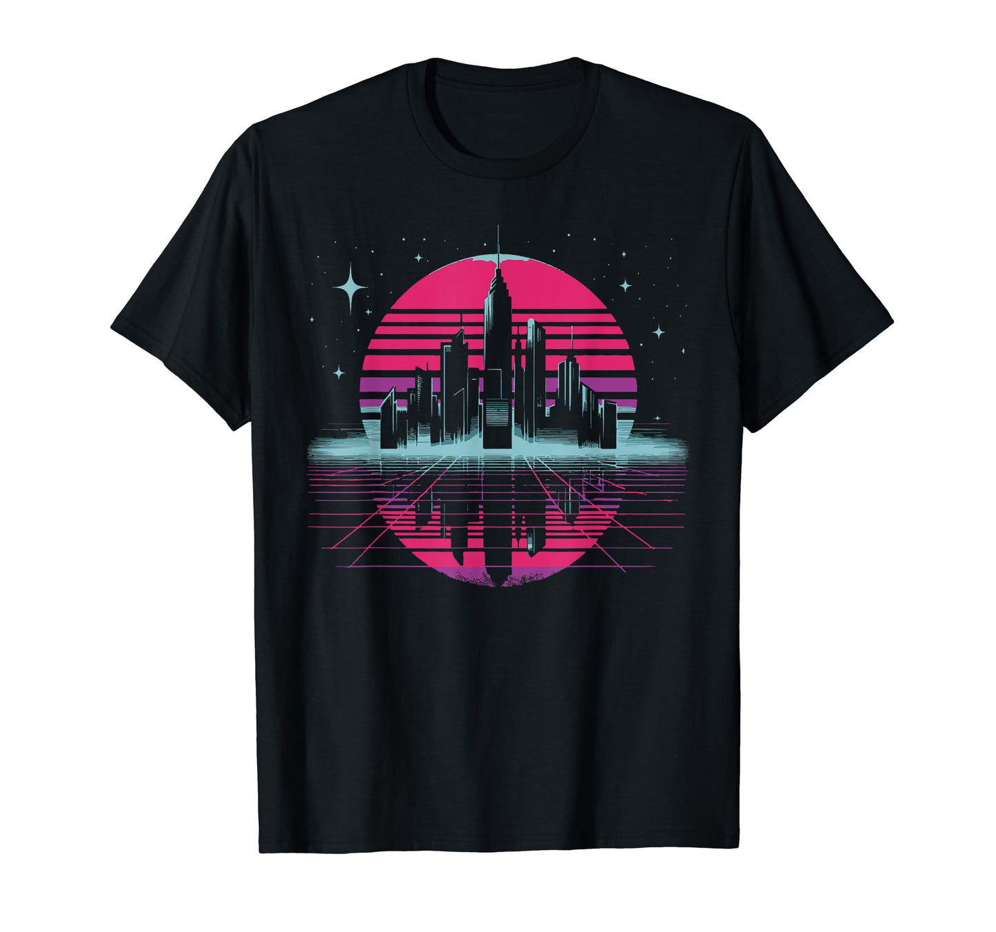 Cityscape City Skyline Vaporwave T-Shirt - Casual Everyday Wear Unisex - T-Shirt, Sweatshirt, Hoodie