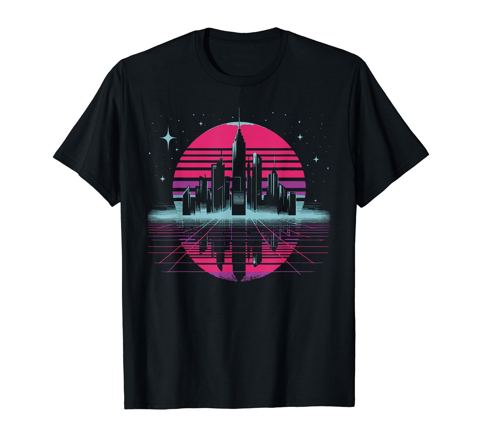 Cityscape City Skyline Vaporwave T-Shirt - Casual Everyday Wear Unisex - T-Shirt, Sweatshirt, Hoodie