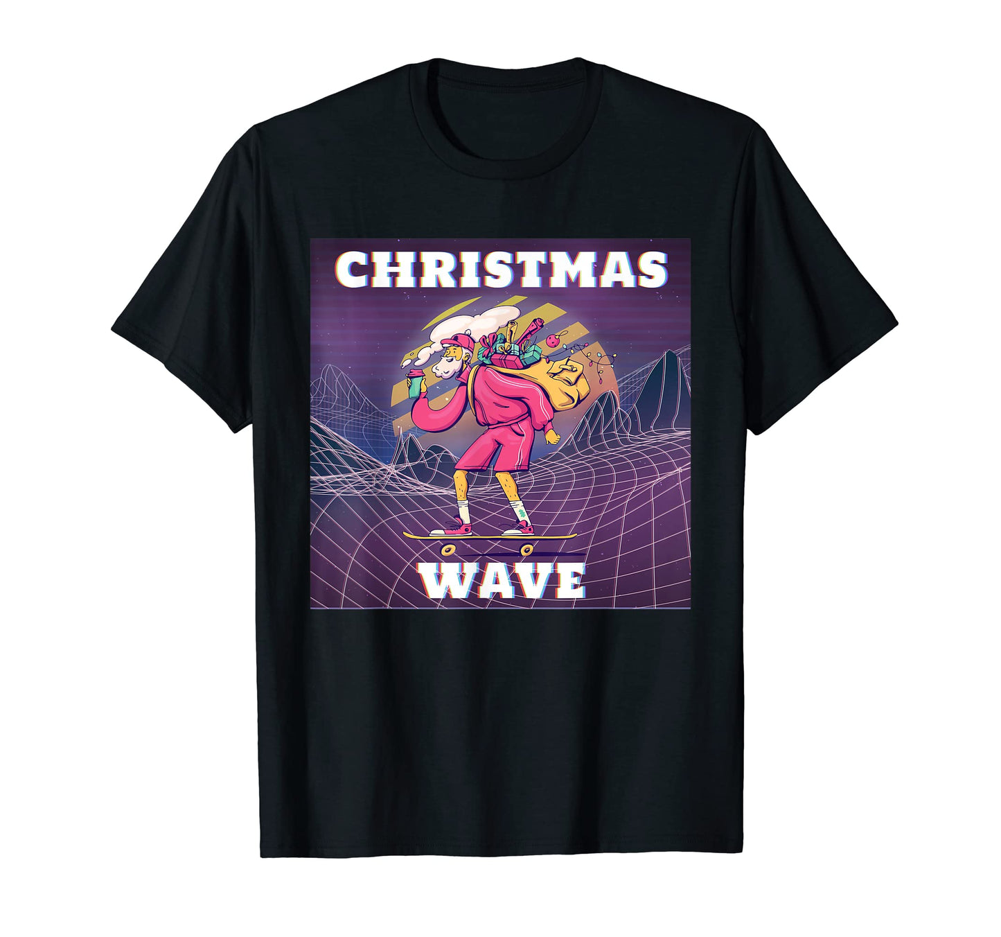 Hipster Santa Skating Vaporwave Aesthetic T-Shirt - Unique Graphic Unisex - T-Shirt, Sweatshirt, Hoodie
