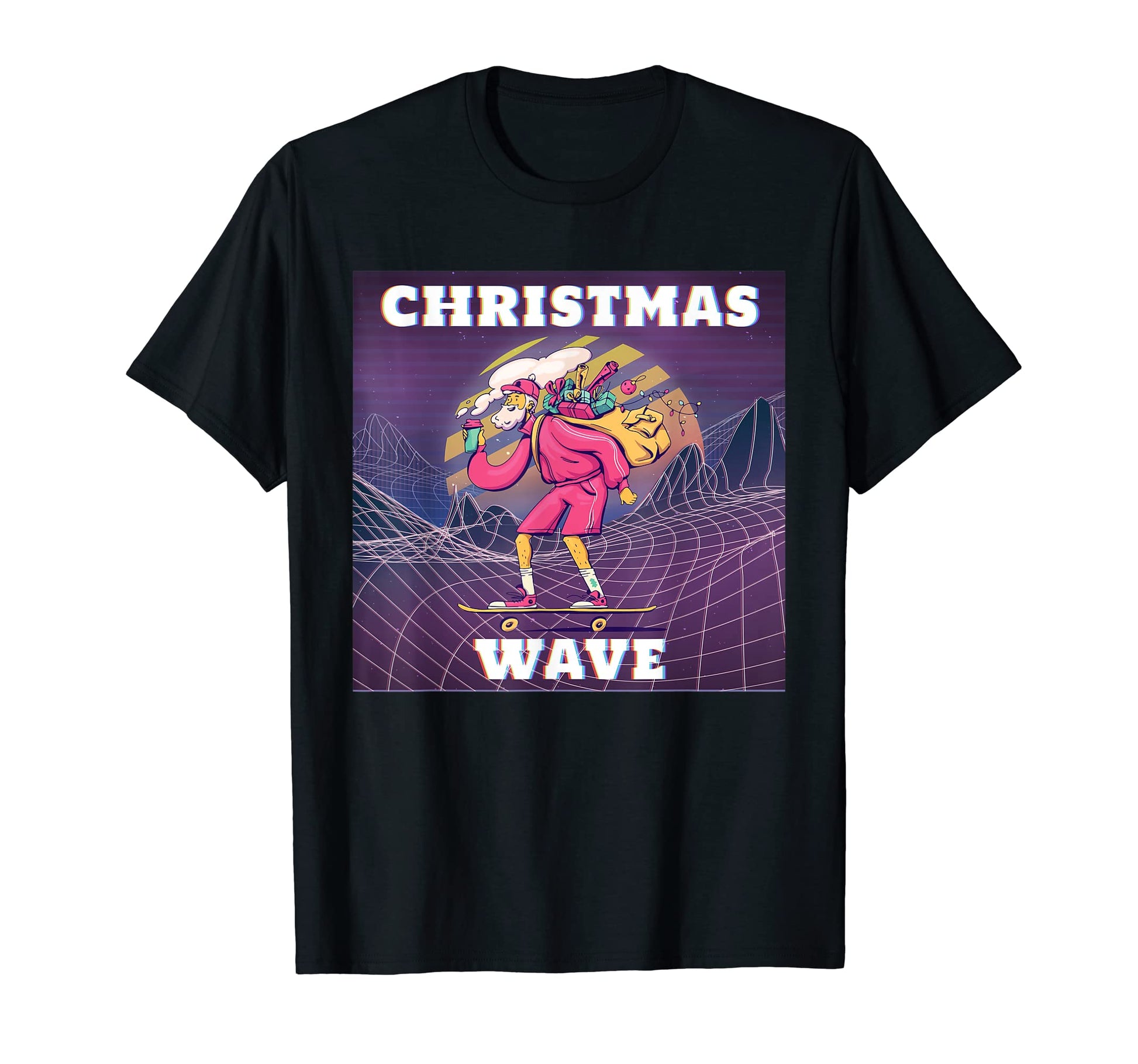 Hipster Santa Skating Vaporwave Aesthetic T-Shirt - Unique Graphic Unisex - T-Shirt, Sweatshirt, Hoodie