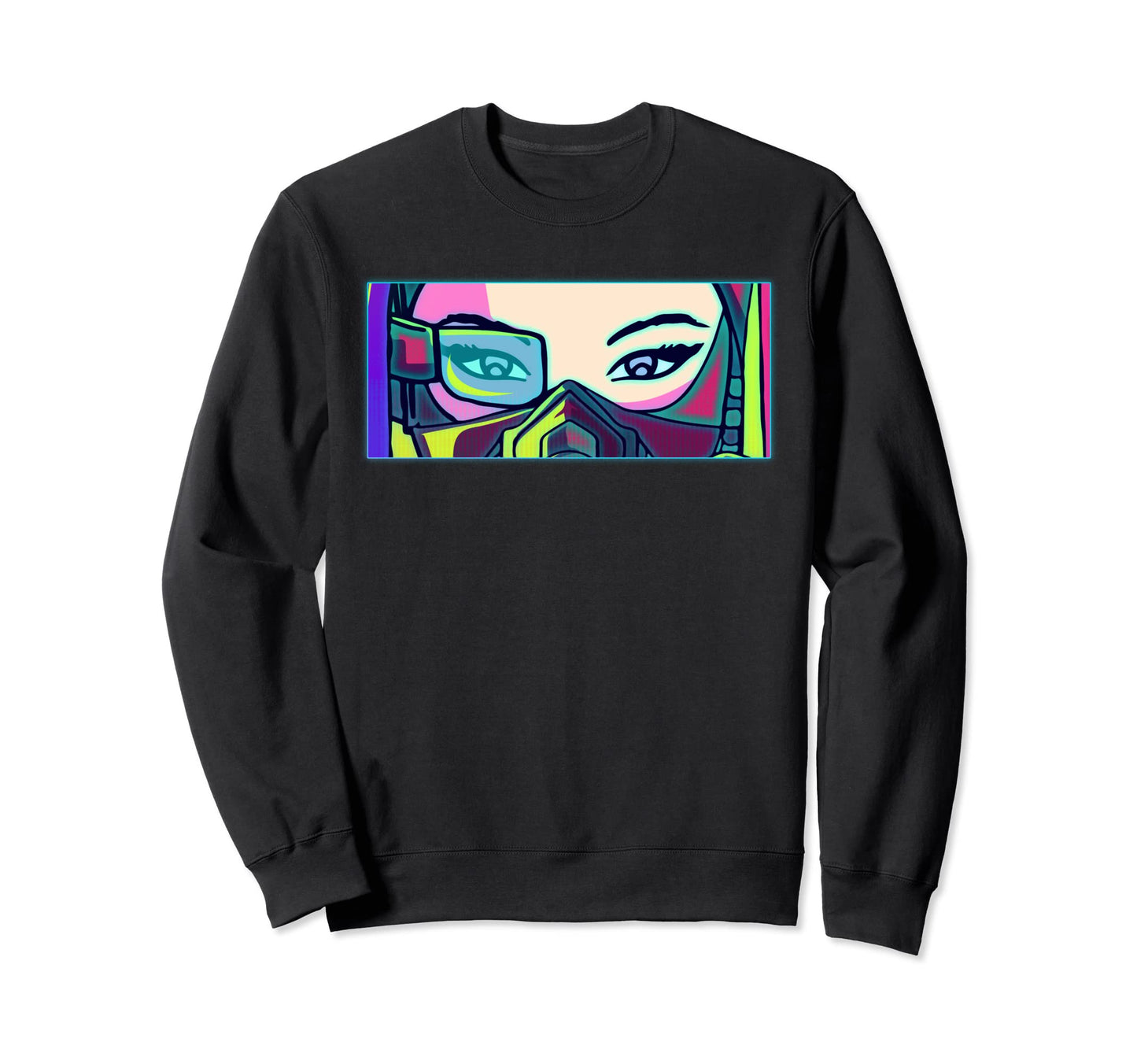Cyber Aesthetic Futurism Anime Eyes Sweatshirt - Graphic Print Men Women - T-Shirt, Sweatshirt, Hoodie