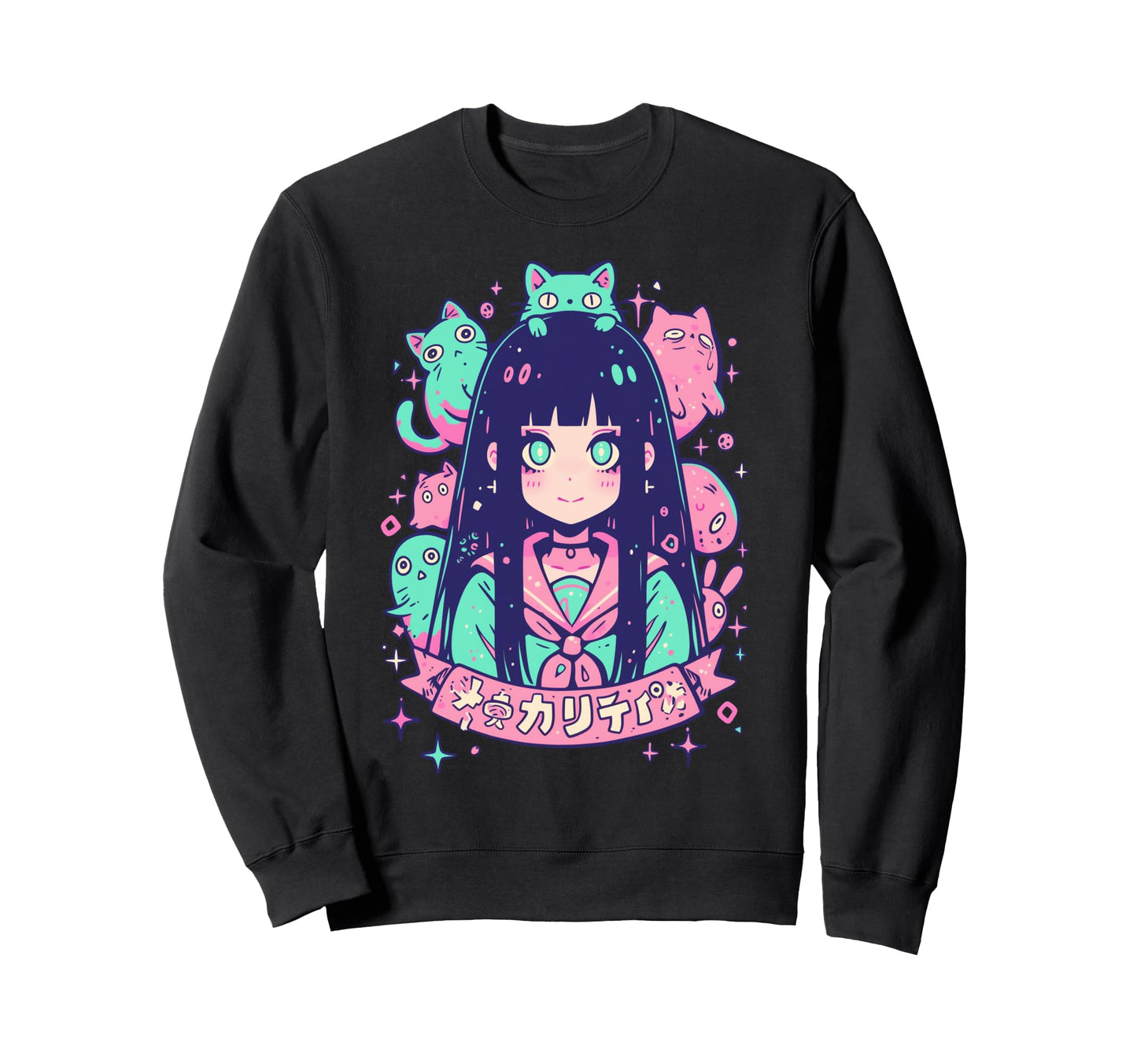 Goth Grunge Demon Anime Waifu Sweatshirt - Custom Art Print for Adults - T-Shirt, Sweatshirt, Hoodie