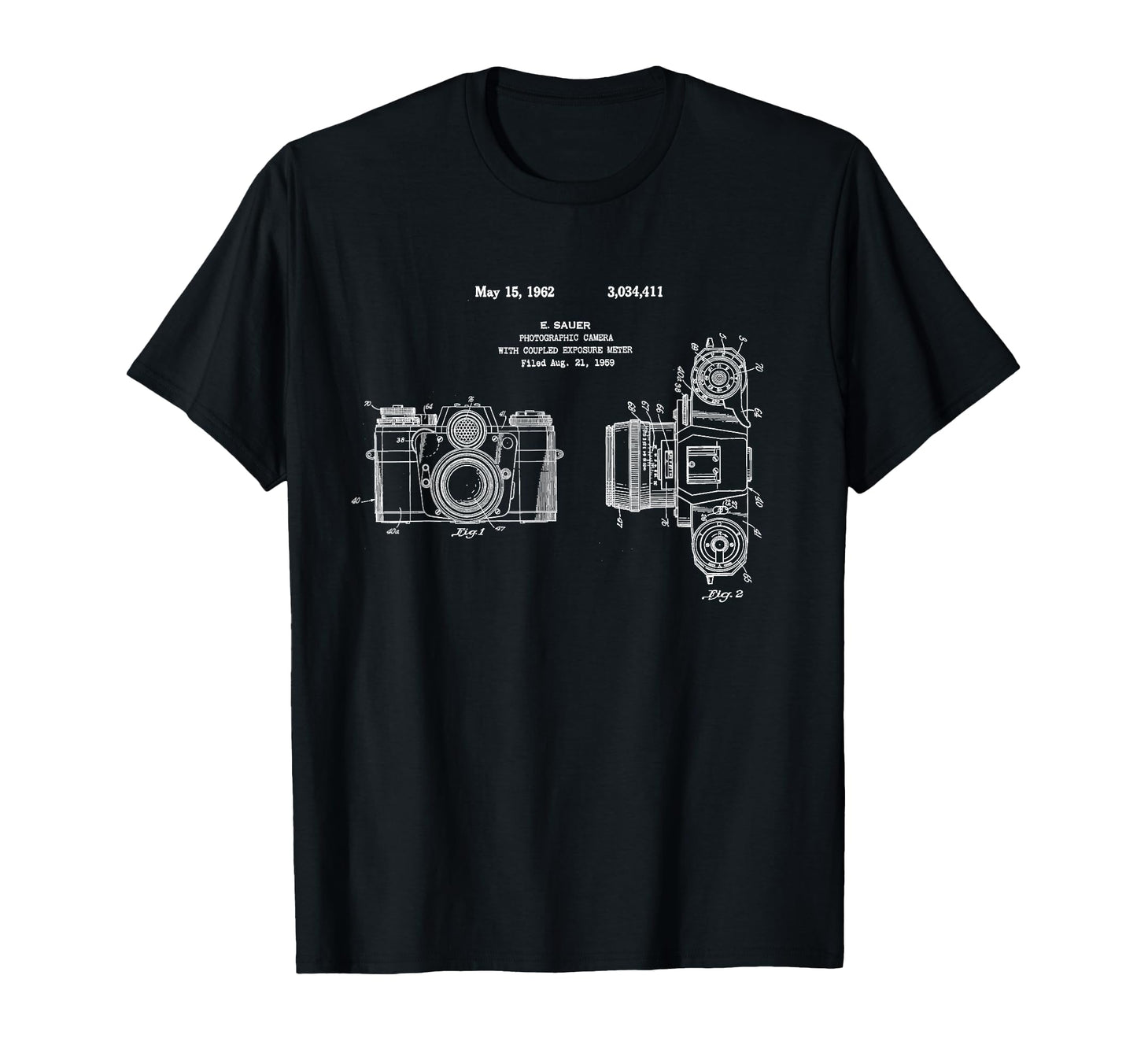Camera Blueprint Patent Photography T-Shirt - Minimalist Print for Adults - T-Shirt, Sweatshirt, Hoodie